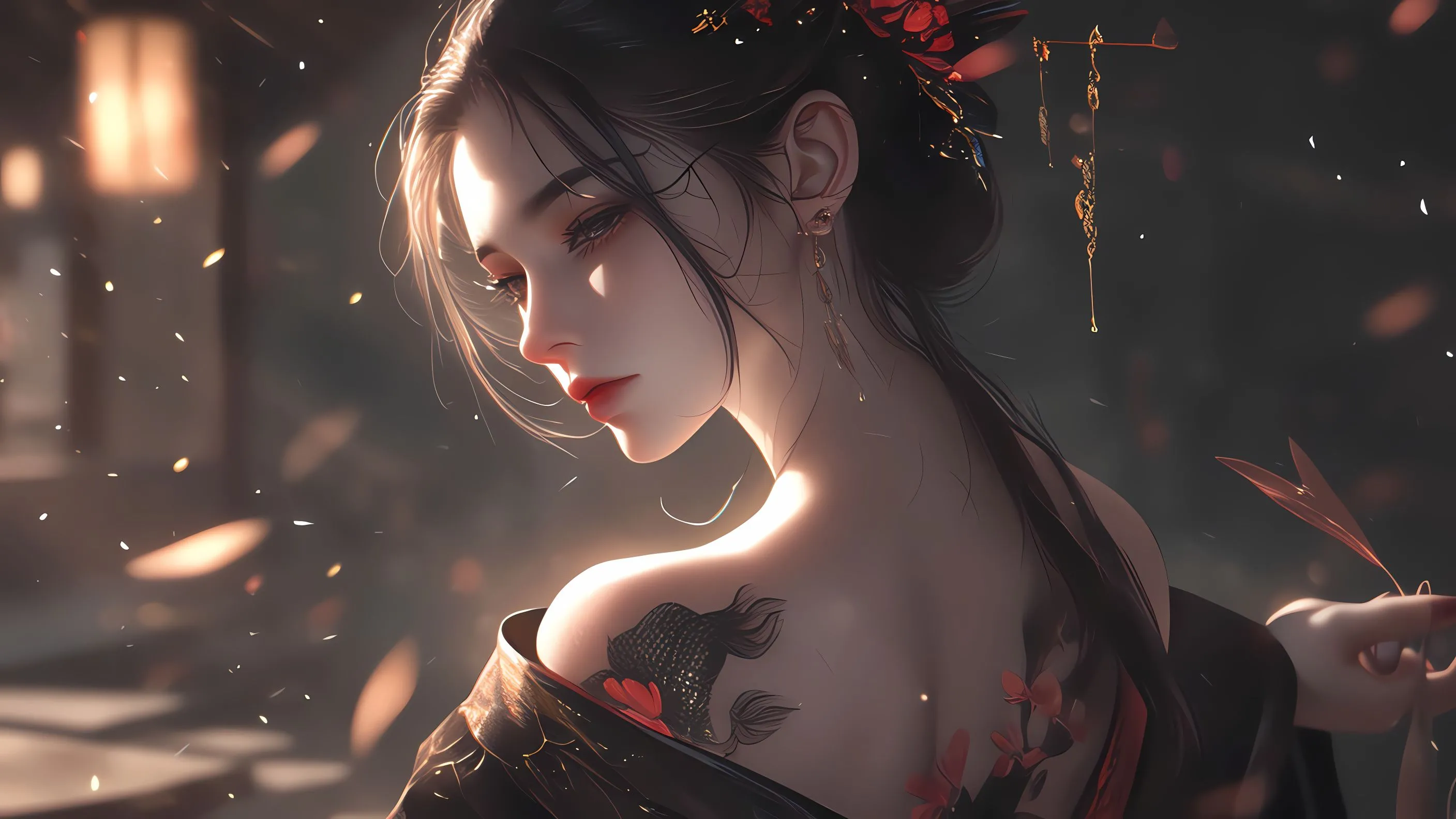 动漫 动漫少女 古风美人 红色古风少女 壁纸预览