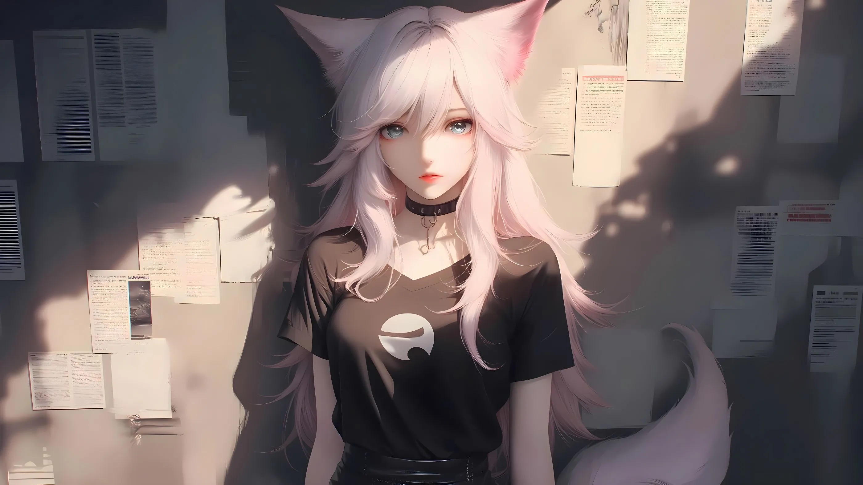 动漫 猫耳少女 性感 报纸美女 壁纸预览