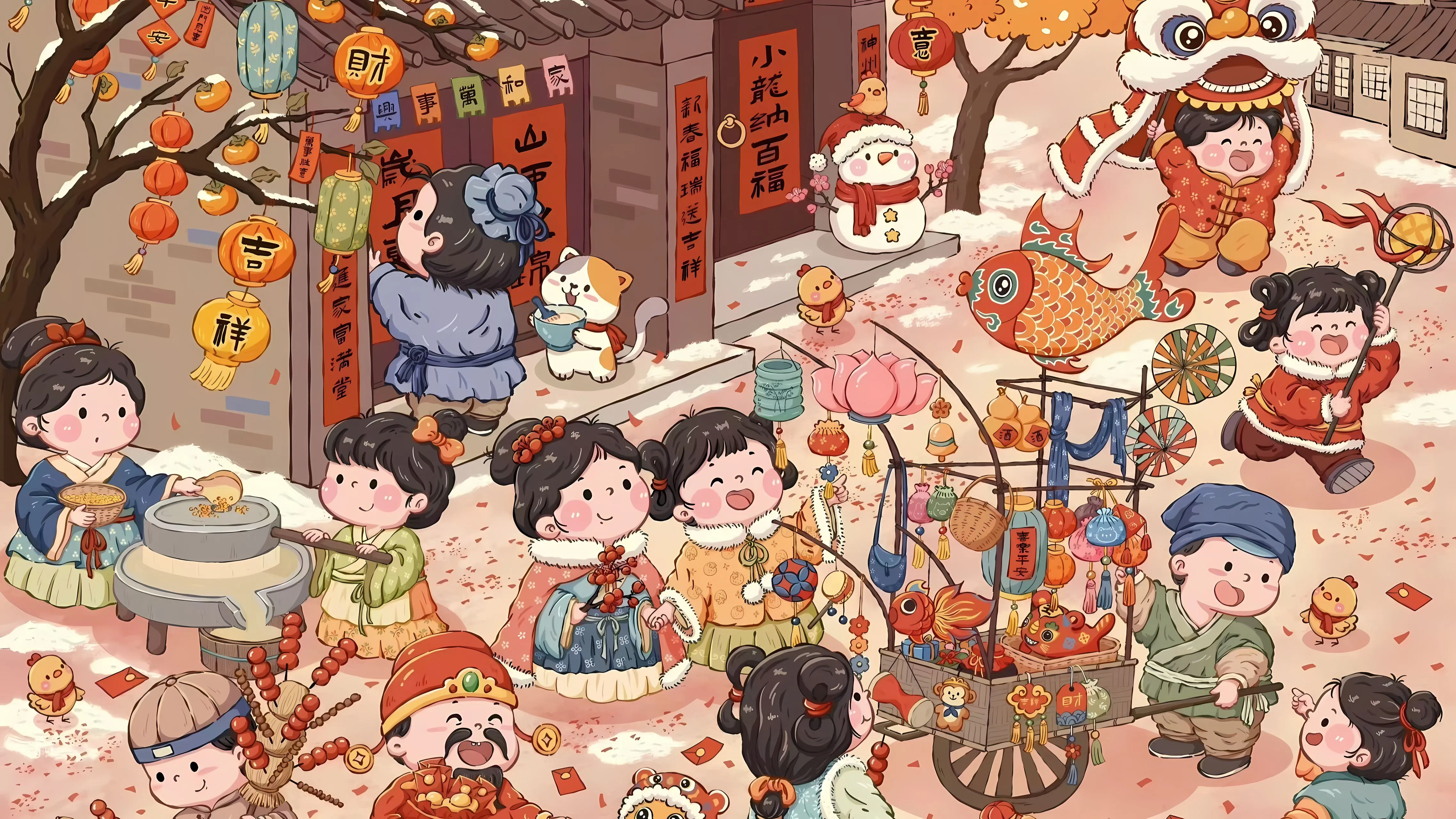 动漫 卡通 可爱 新年 喜庆 壁纸预览