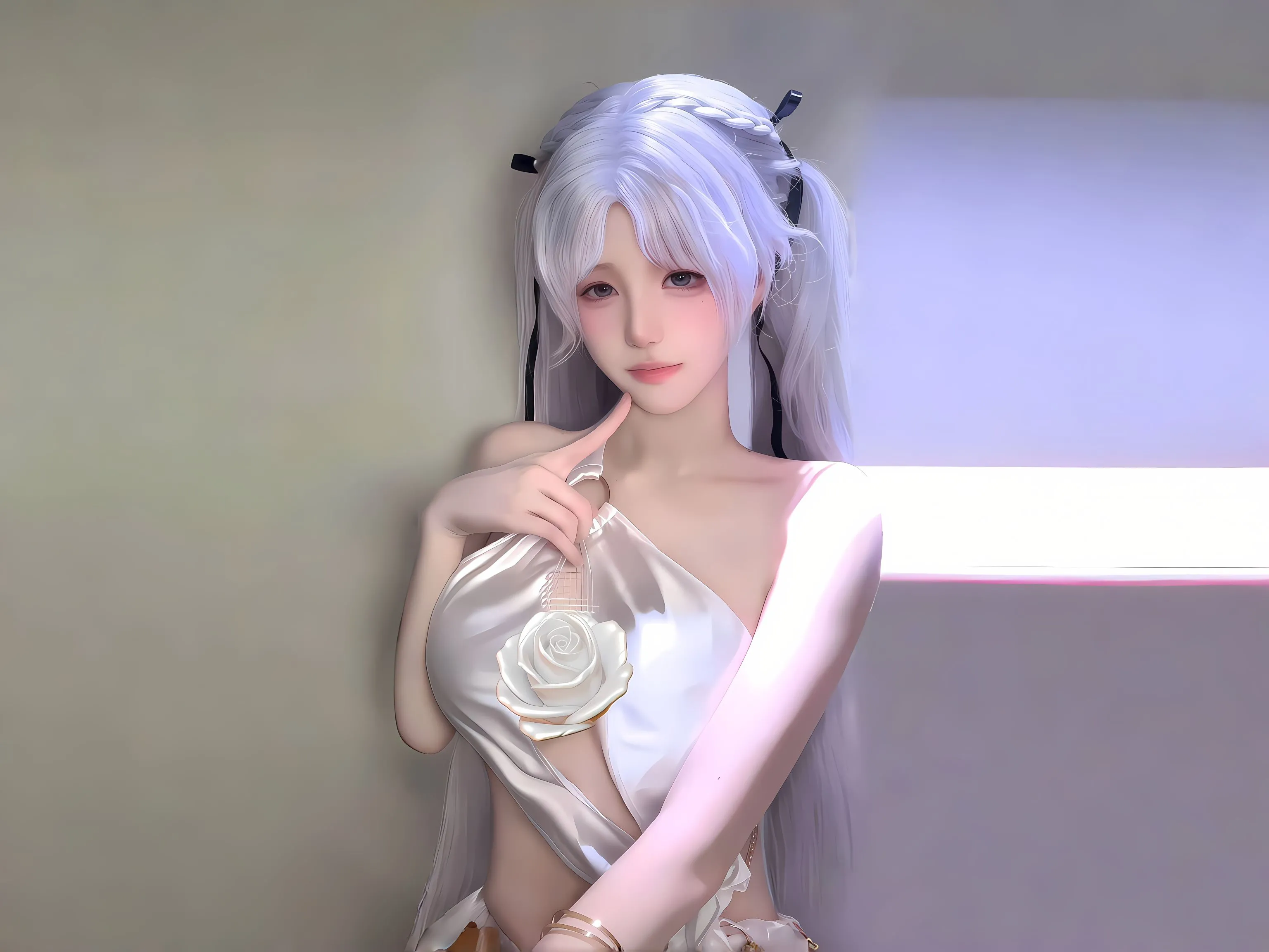 美女 高颜值 氛围感 吊带白裙 壁纸预览