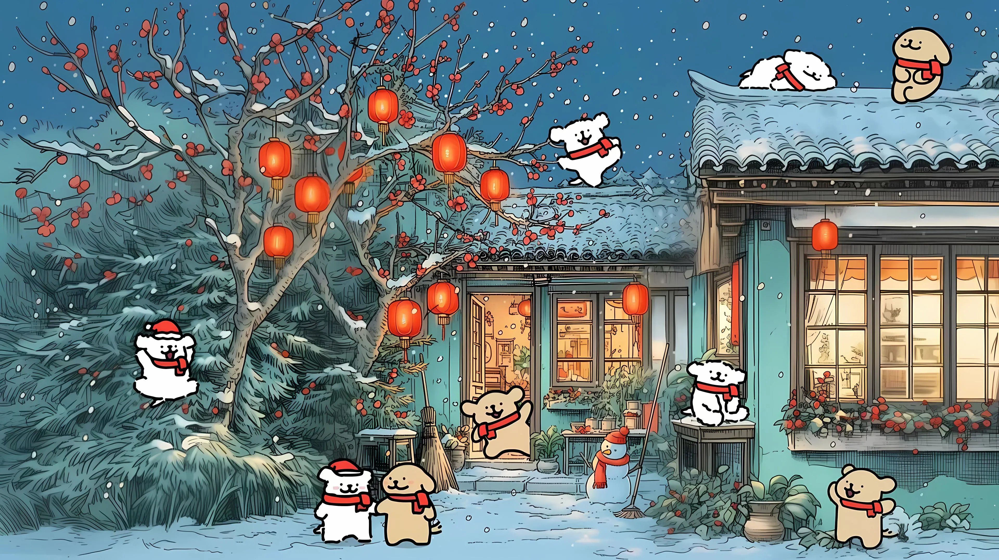动漫 卡通 可爱 新年 喜庆 壁纸预览