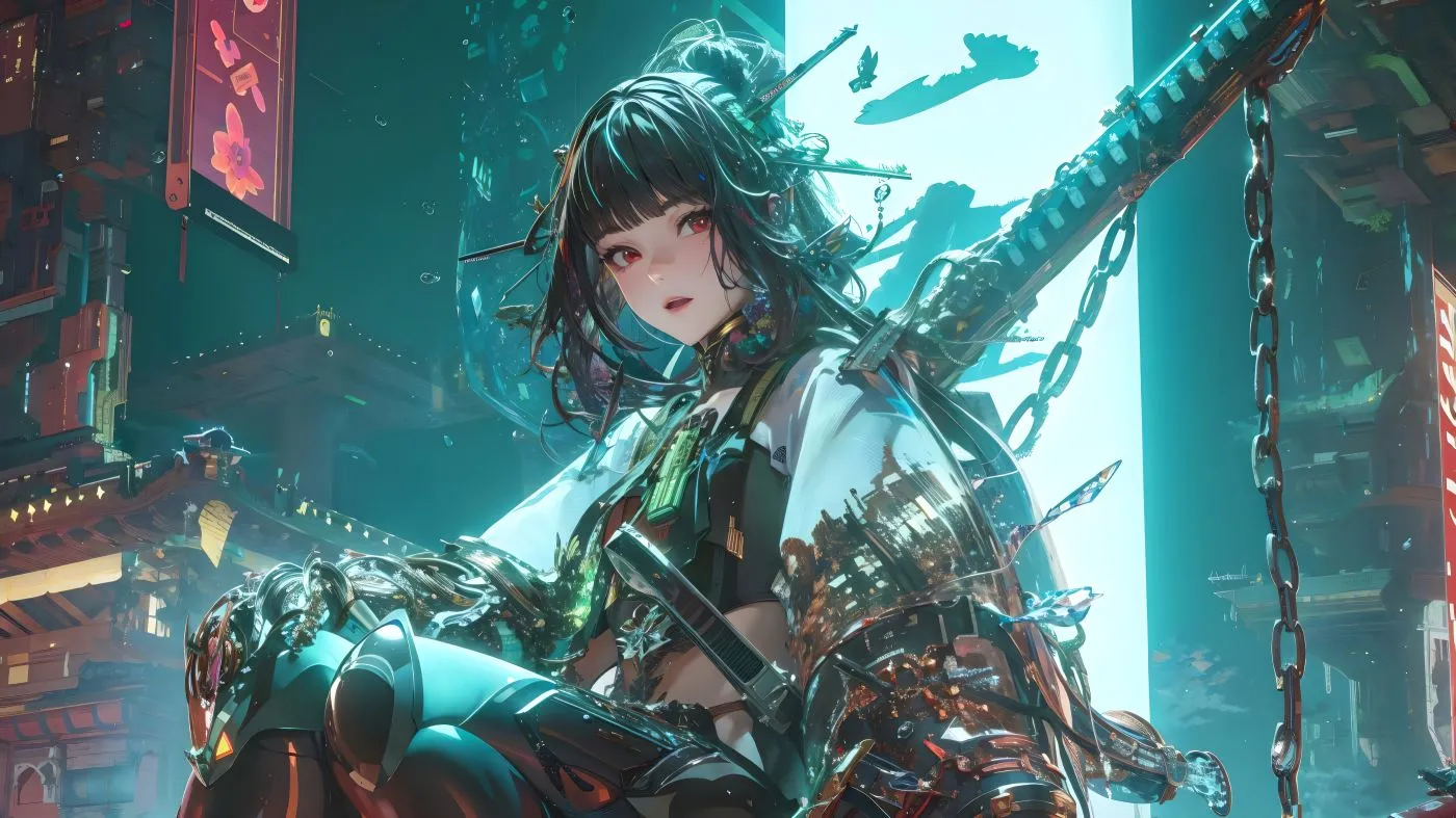 动漫 动漫少女 绿色 壁纸预览