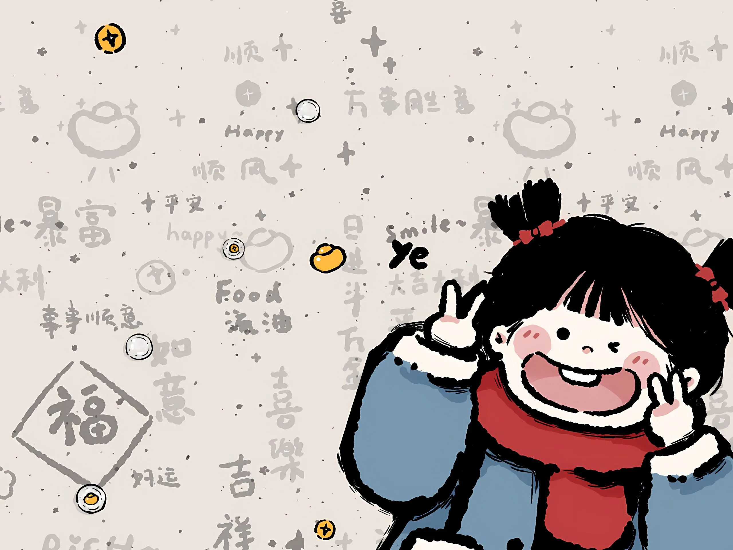 卡通 可爱 新年 壁纸预览