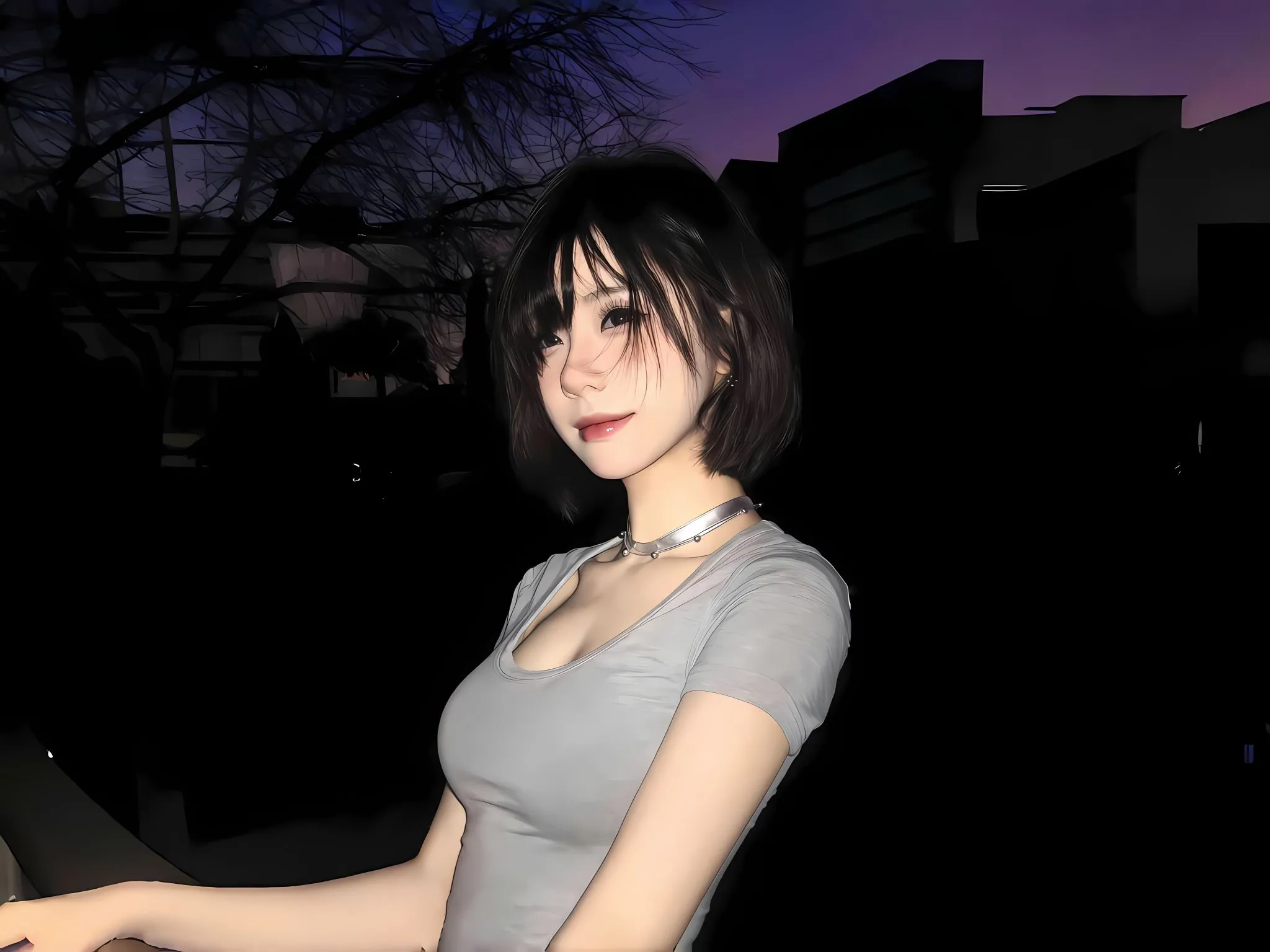 美女 高颜值 氛围感 夜晚 壁纸预览