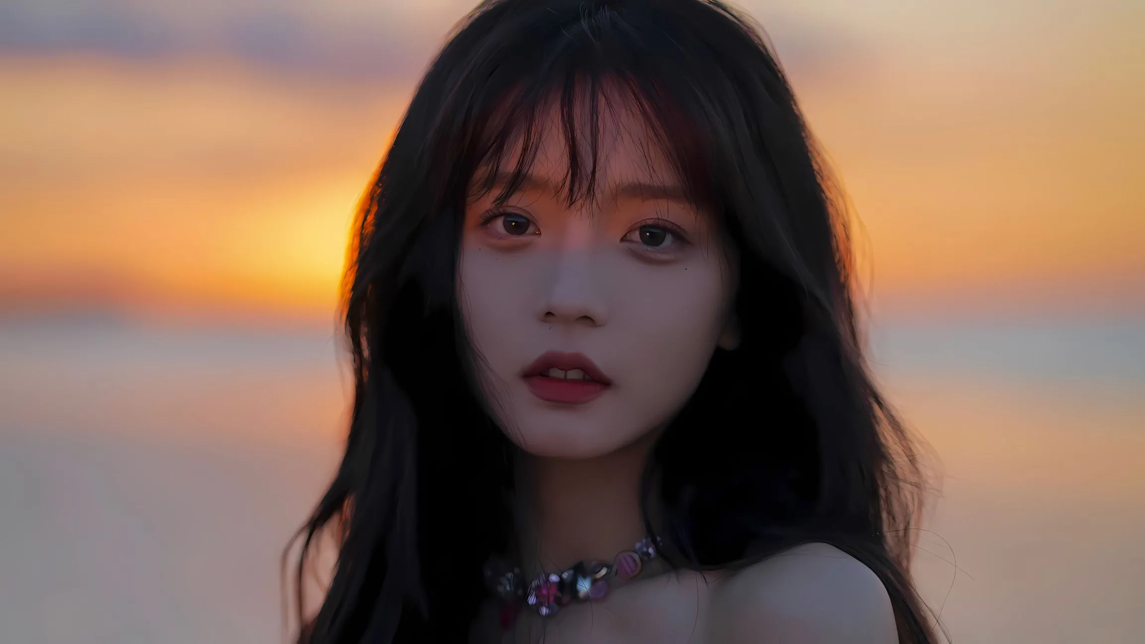 美女 高颜值 氛围感写真 日落 壁纸预览