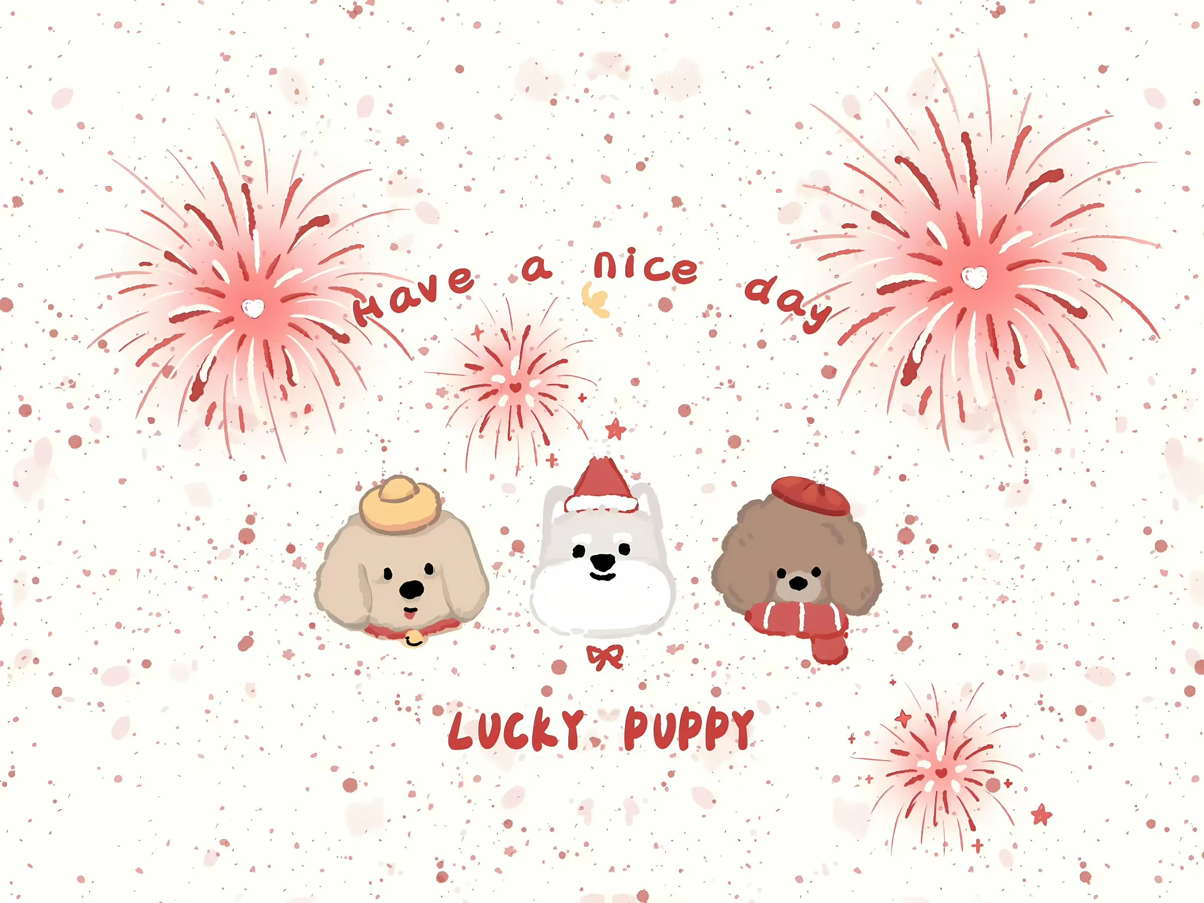 卡通 可爱 小狗 新年 壁纸预览