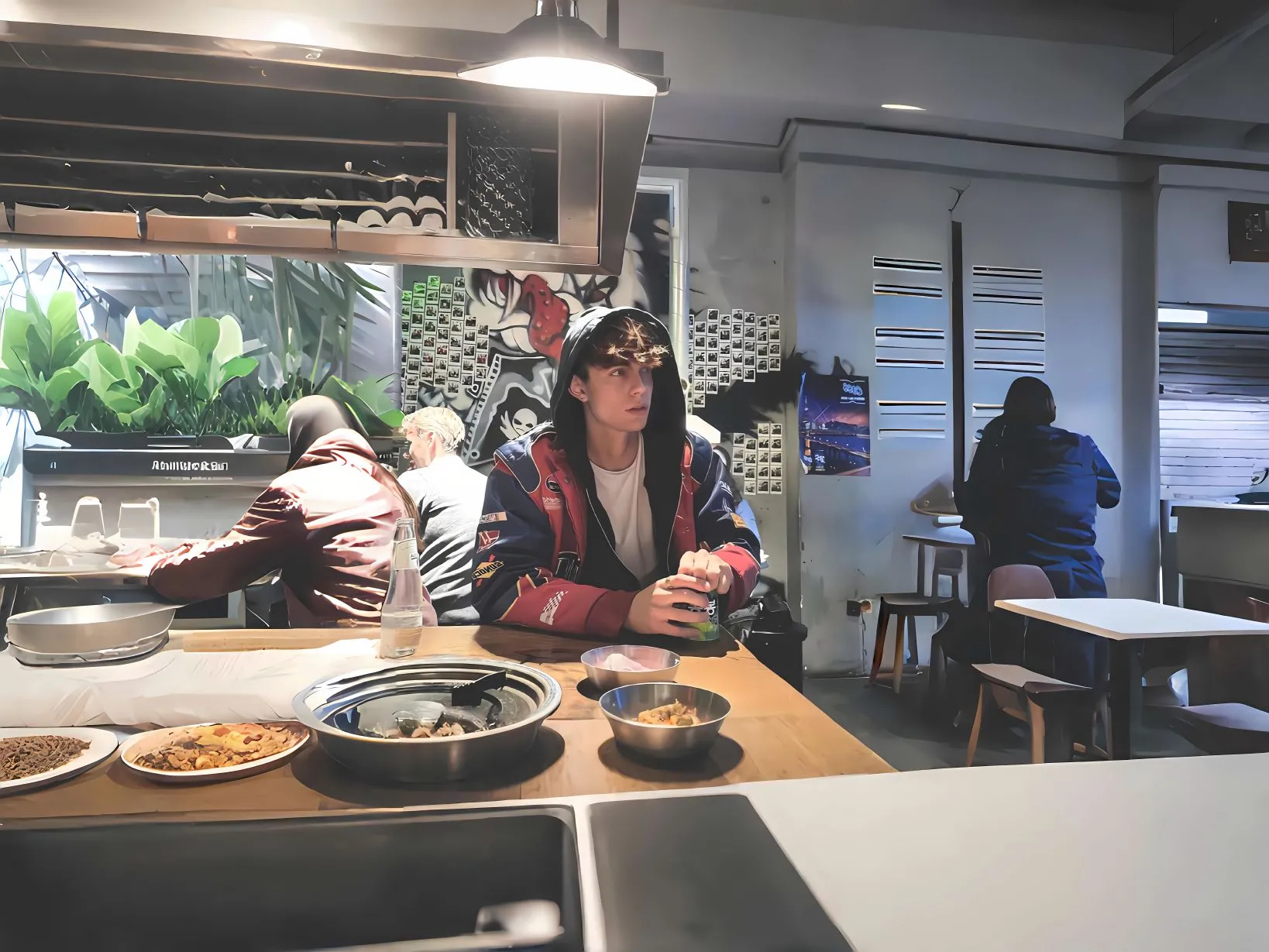 帅哥 饭店 惬意生活 壁纸预览