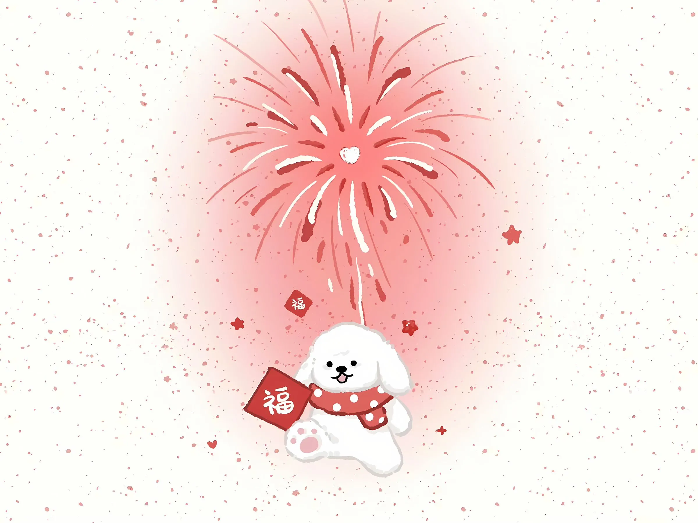 卡通 可爱 小狗 新年 壁纸预览