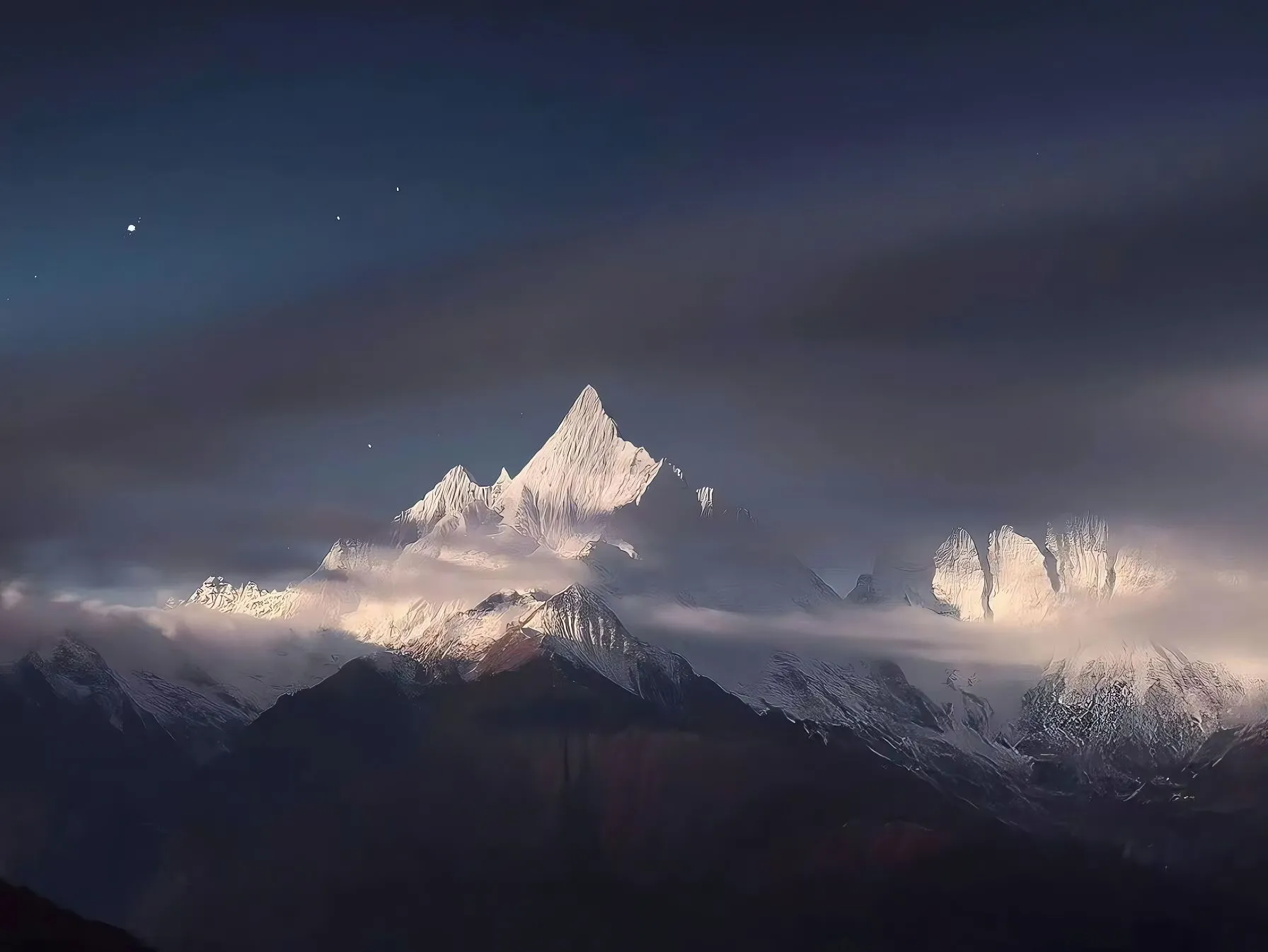风景 雪山 极光 壁纸预览