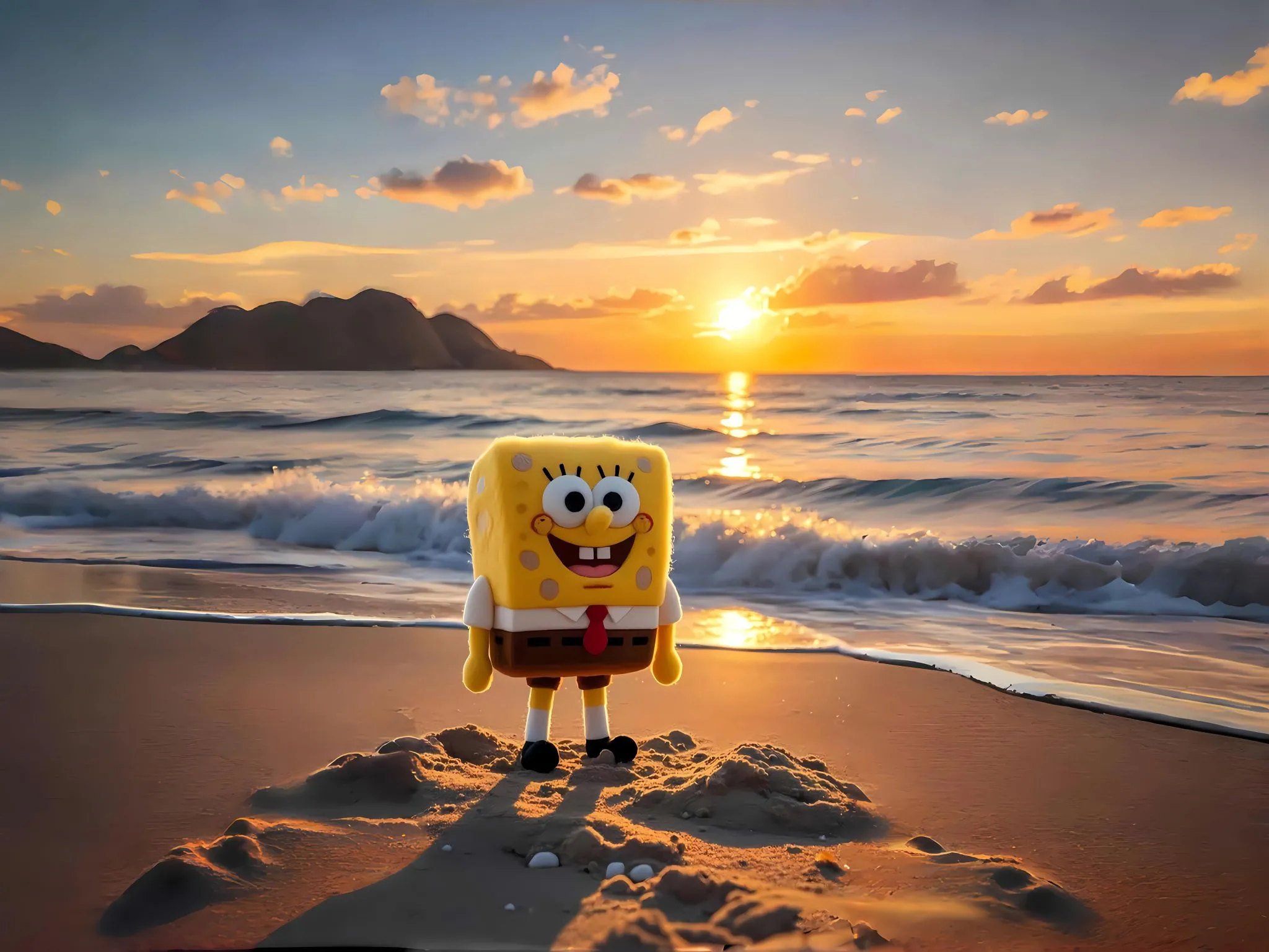 卡通 海绵宝宝 夕阳 壁纸预览