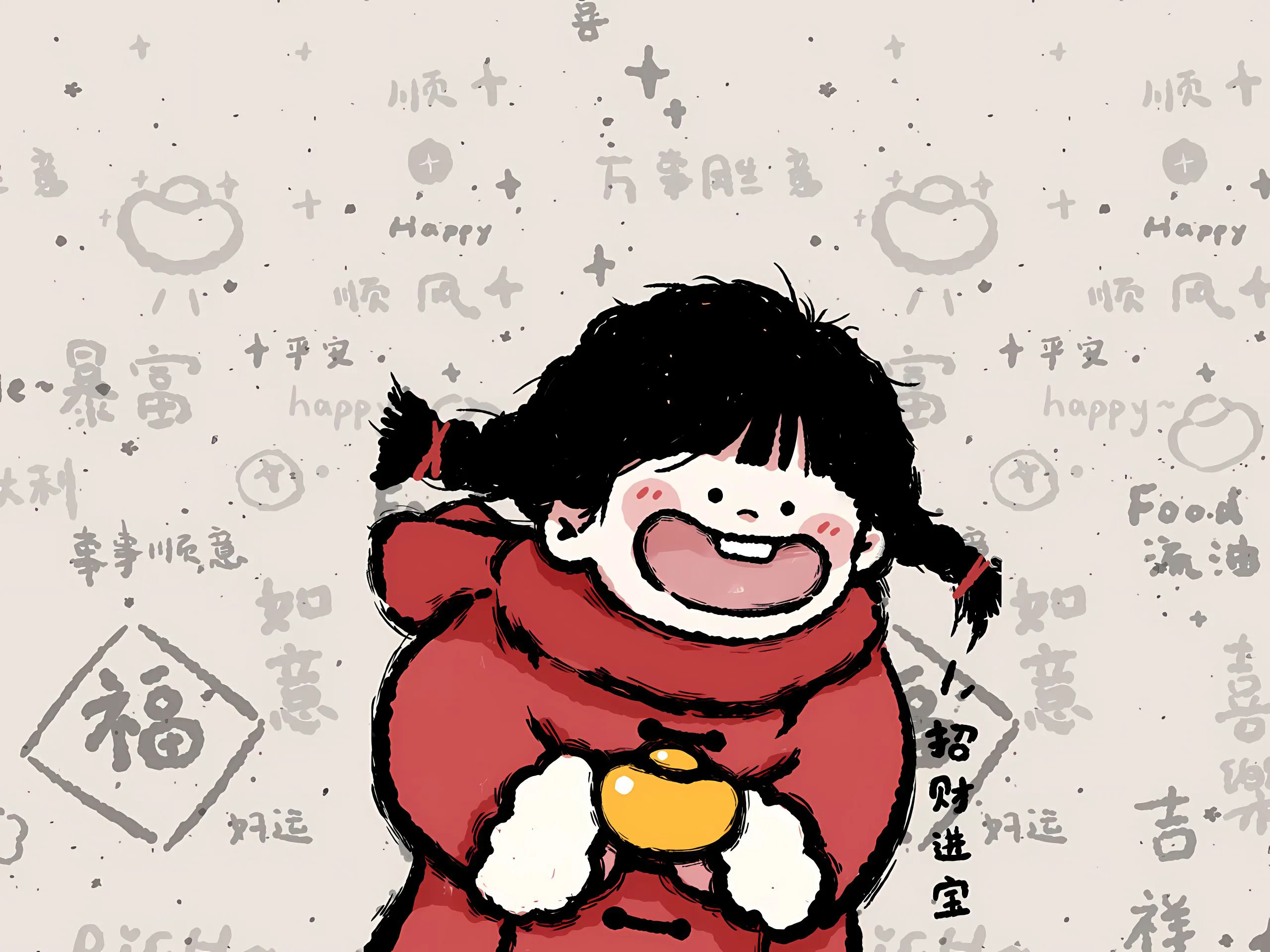 卡通 可爱 新年 壁纸预览