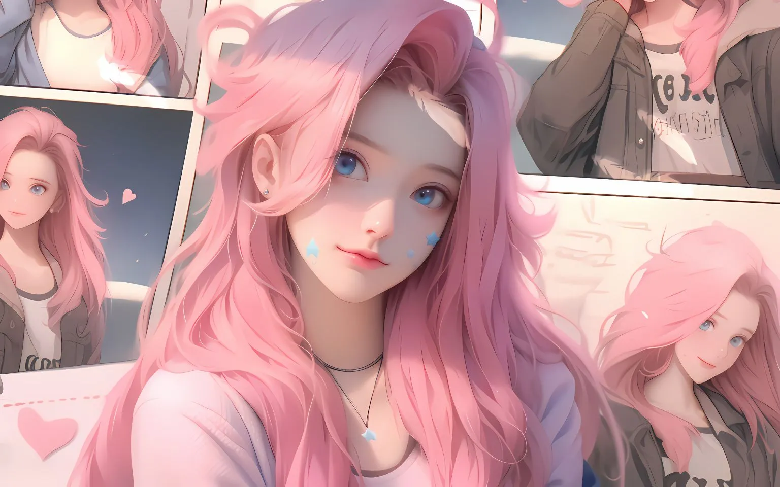 粉色 清纯美女 可爱 动漫 壁纸预览