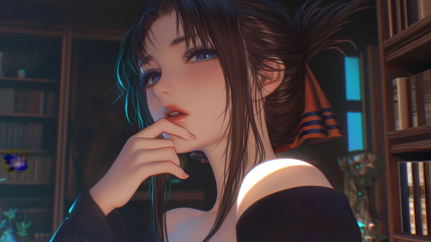 清冷美女 拽姐 黑发少女 动漫 壁纸预览
