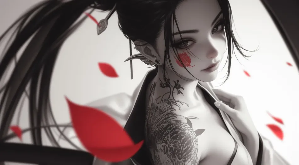 女侠客,黑白画,清冷美女,动漫(分类) 壁纸预览