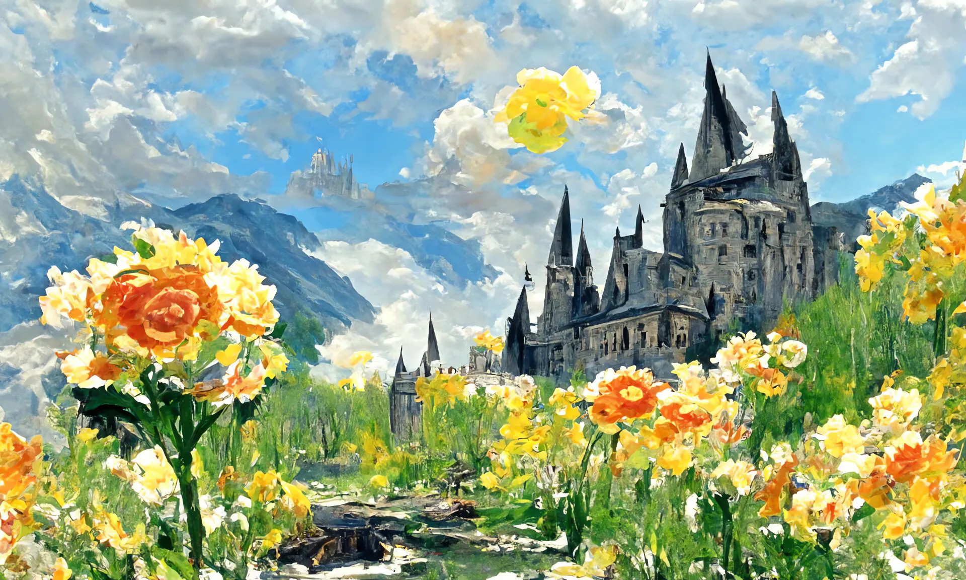插画 油画 向日葵 田园风景 治愈 壁纸预览