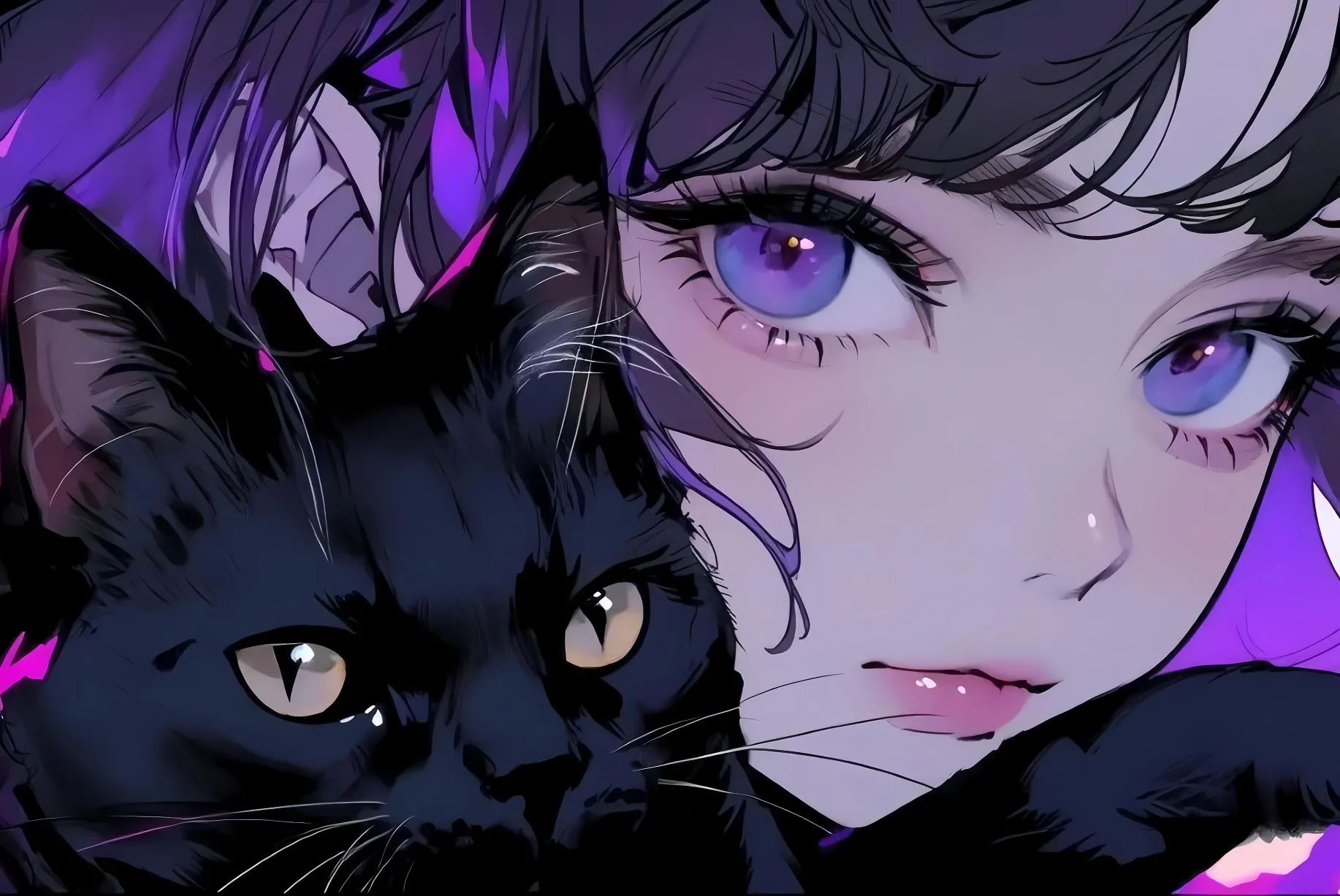 动漫 猫猫 少女与猫 壁纸预览