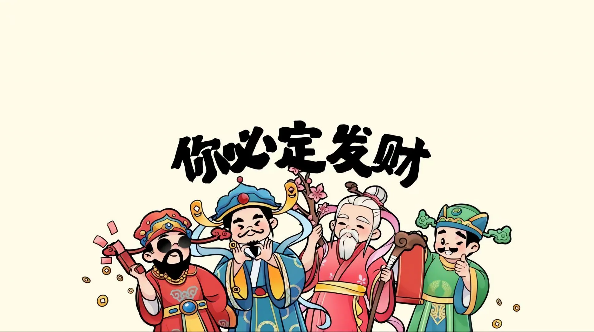 励志 财神爷 发财 文字 壁纸预览