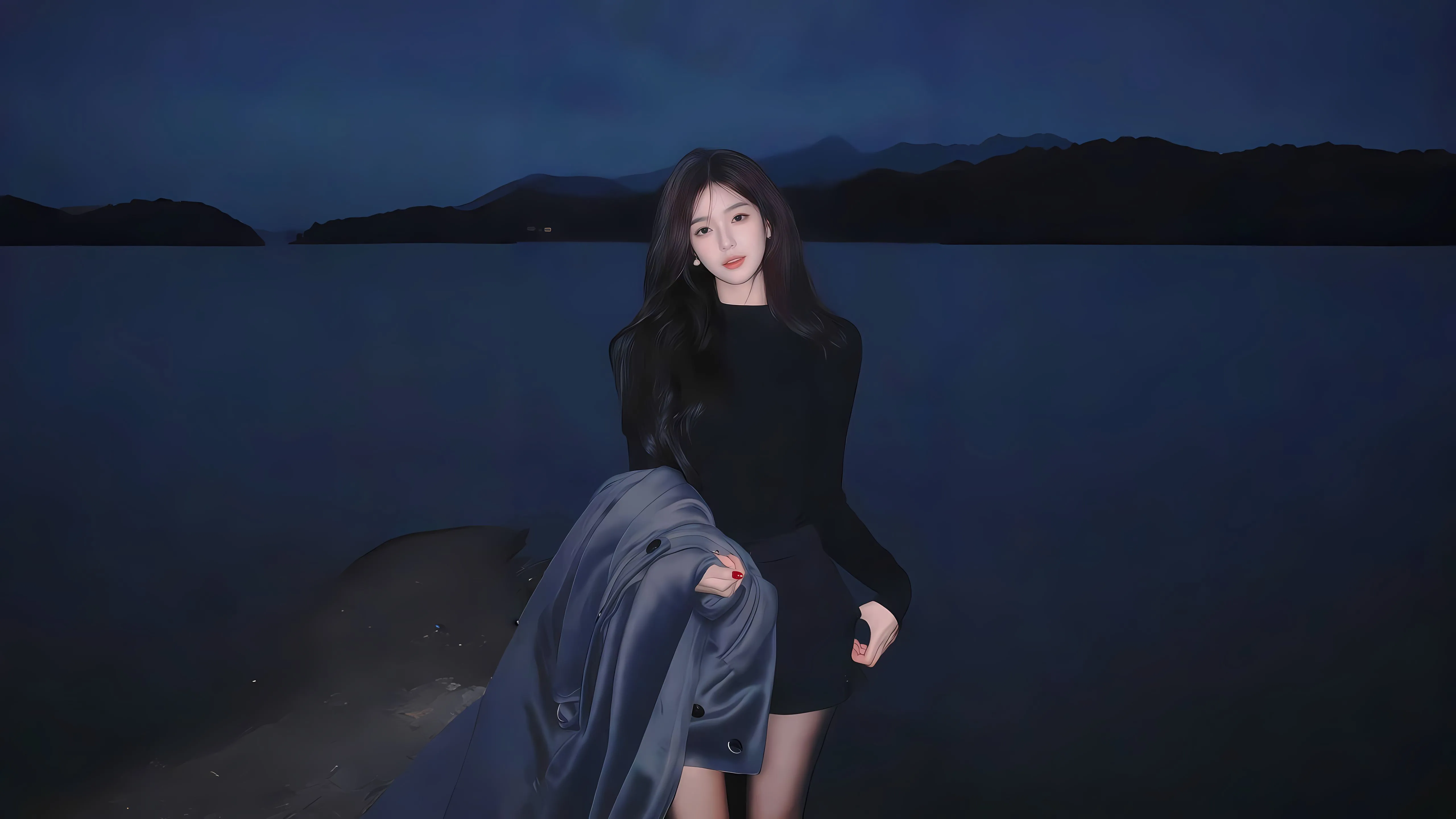美女 氛围感 高颜值 清纯美女 海边 壁纸预览