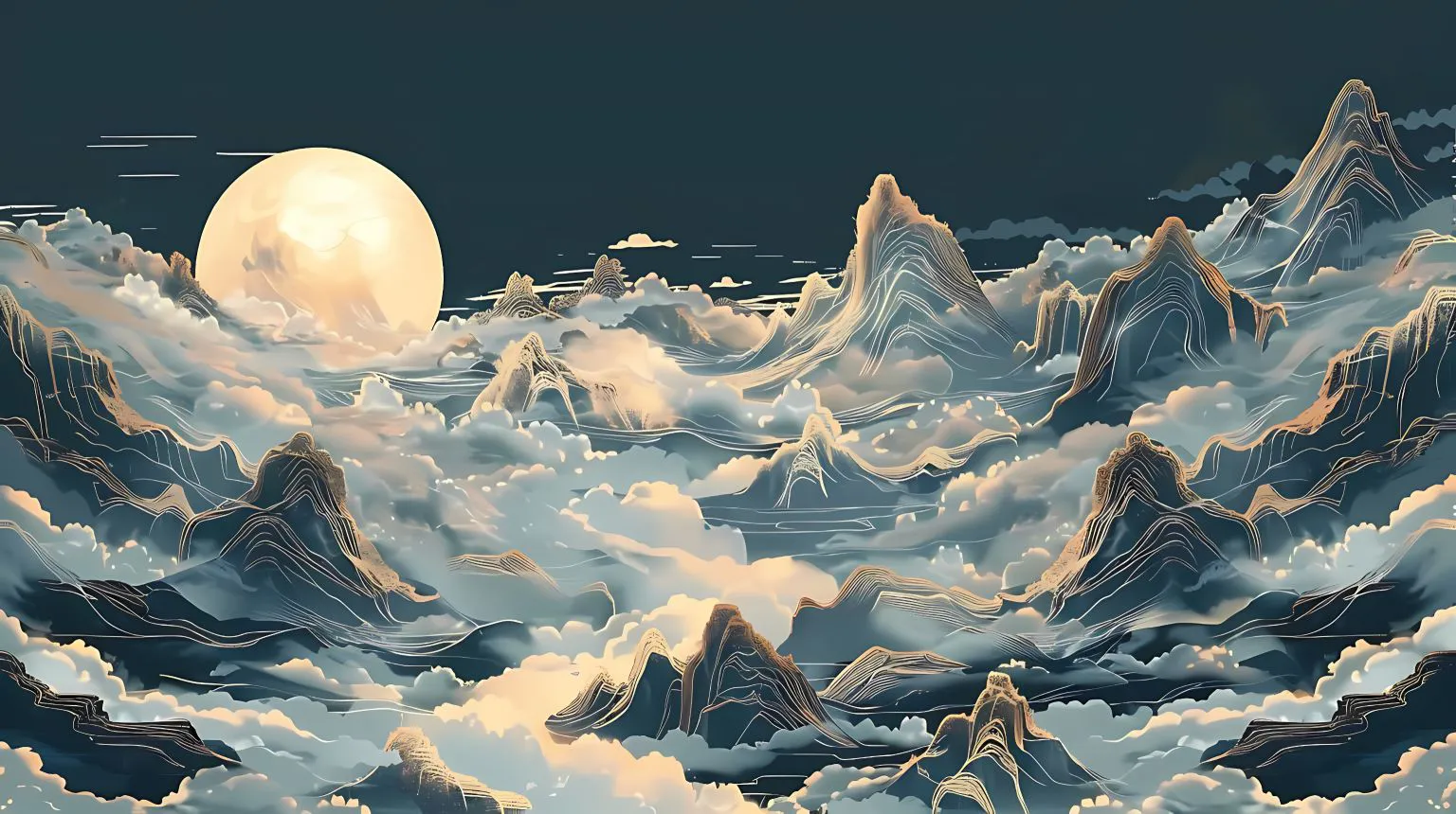 风景 简约 插画 月亮 壁纸预览
