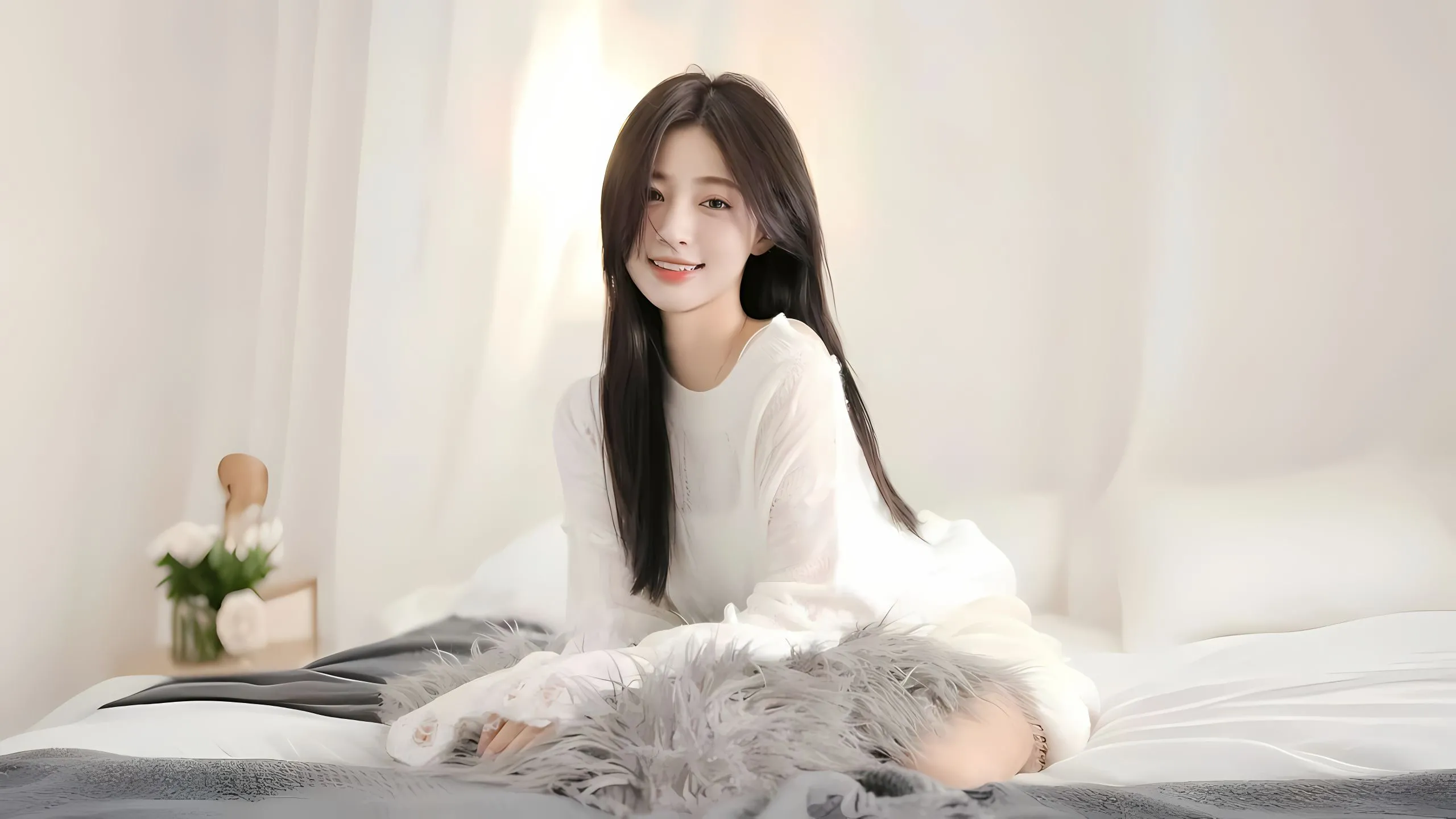 美女 真人 高级 氛围感写真 白月光 壁纸预览
