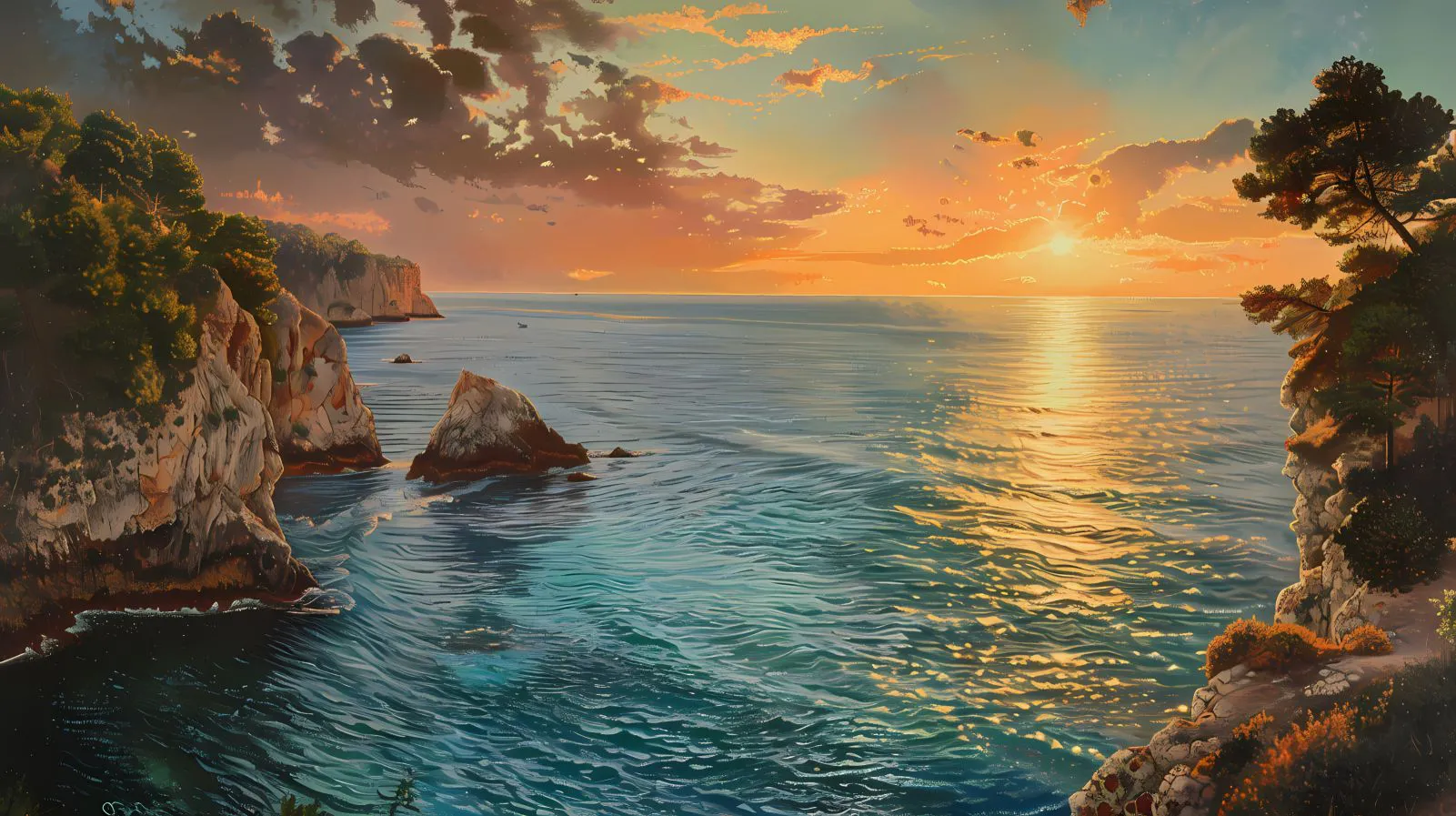 风景 绝美 大海 夕阳 壁纸预览