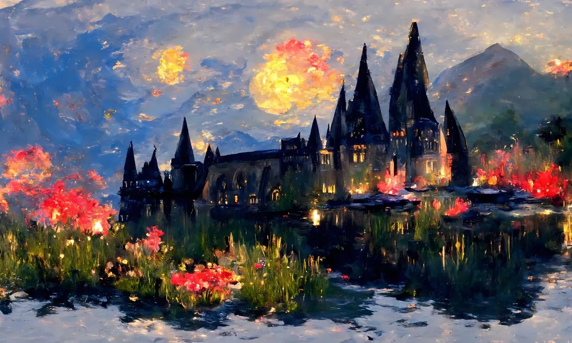 风景 绝美 手绘 油画 夜景 城堡 壁纸预览