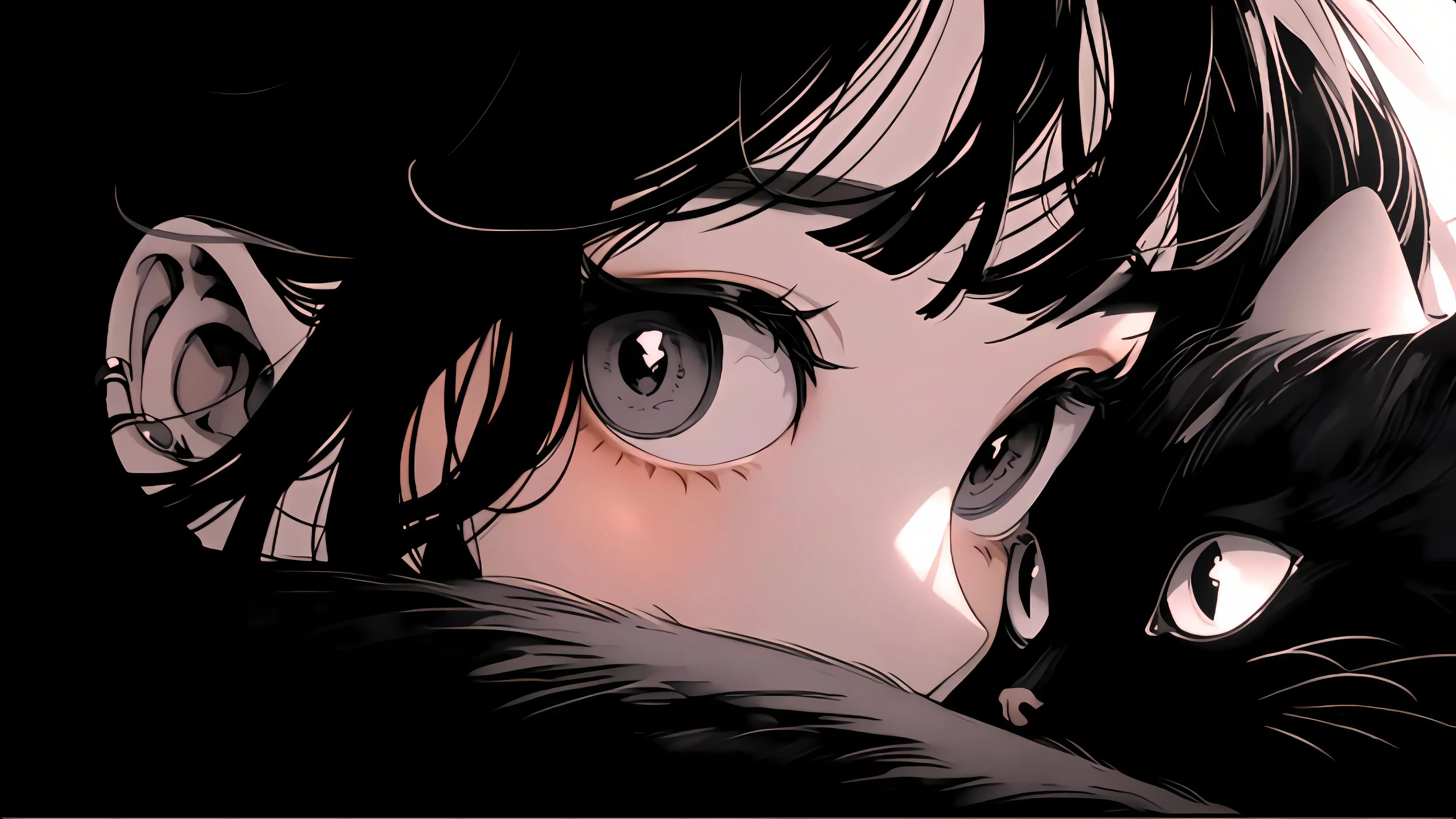动漫 少女 少女与猫 甜酷 壁纸预览