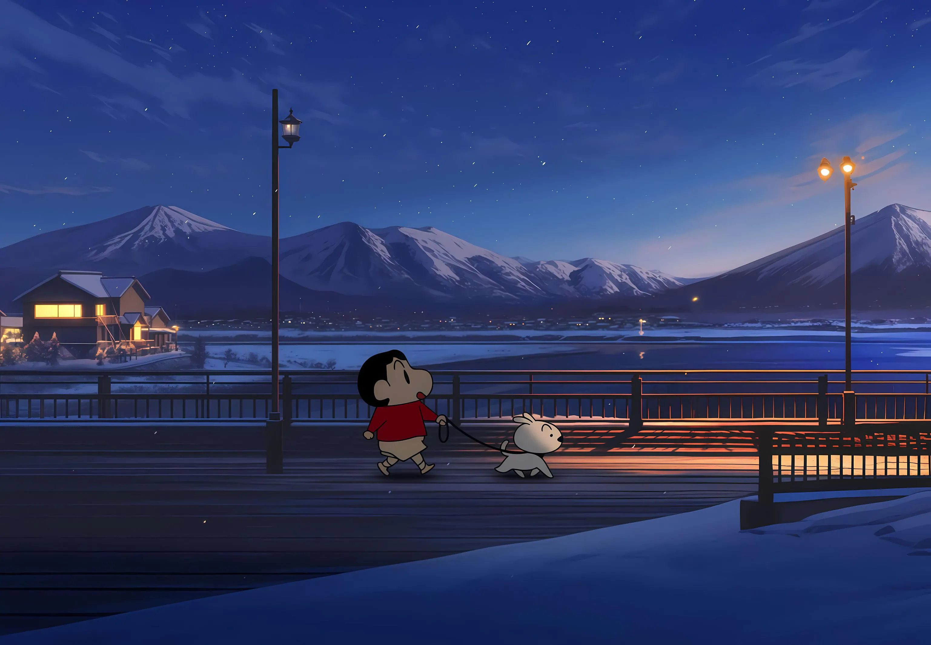 动漫 蜡笔小新 夜晚 浪漫 壁纸预览