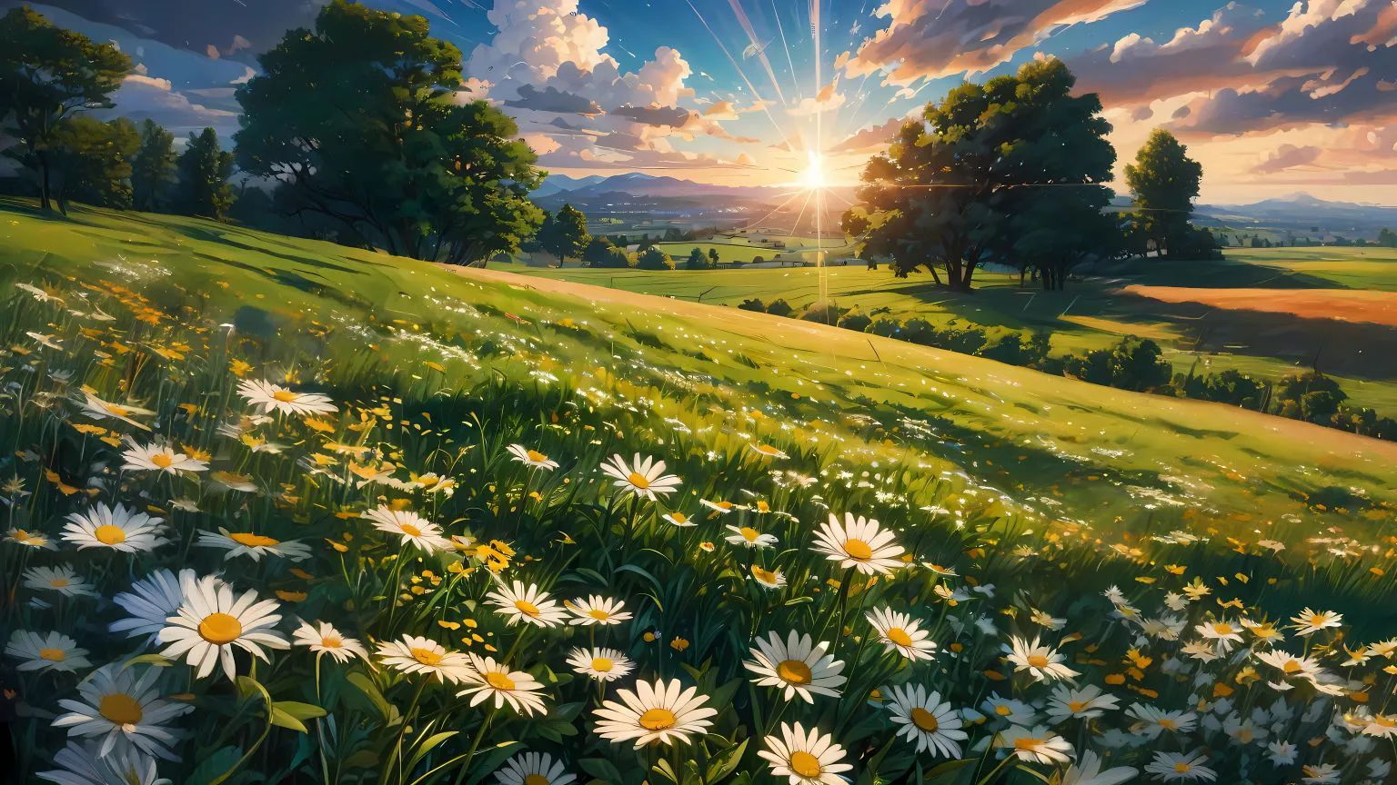 风景 绝美 AI 小雏菊 护眼 壁纸预览