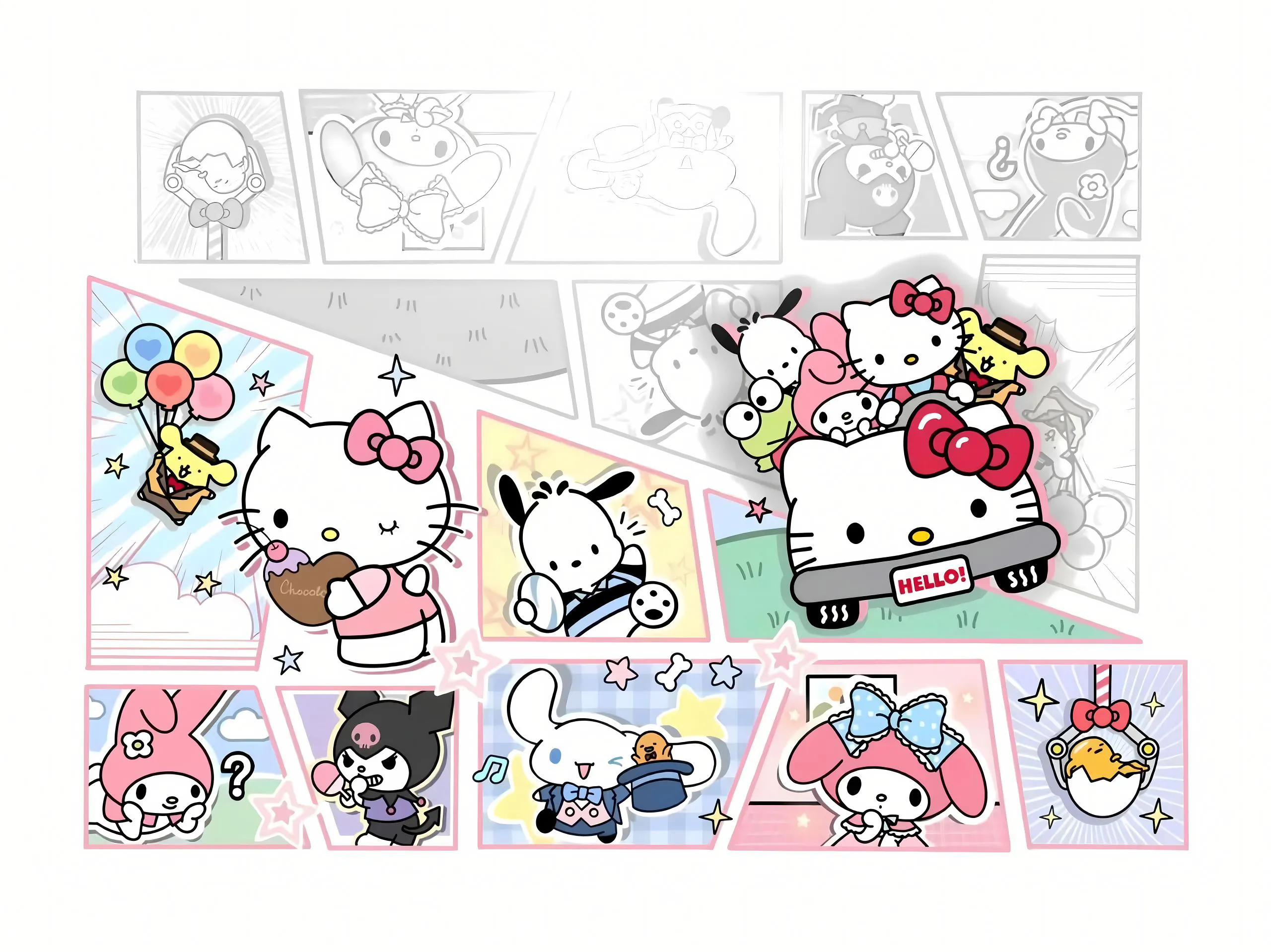 卡通 可爱 helloKitty 拼接 壁纸预览
