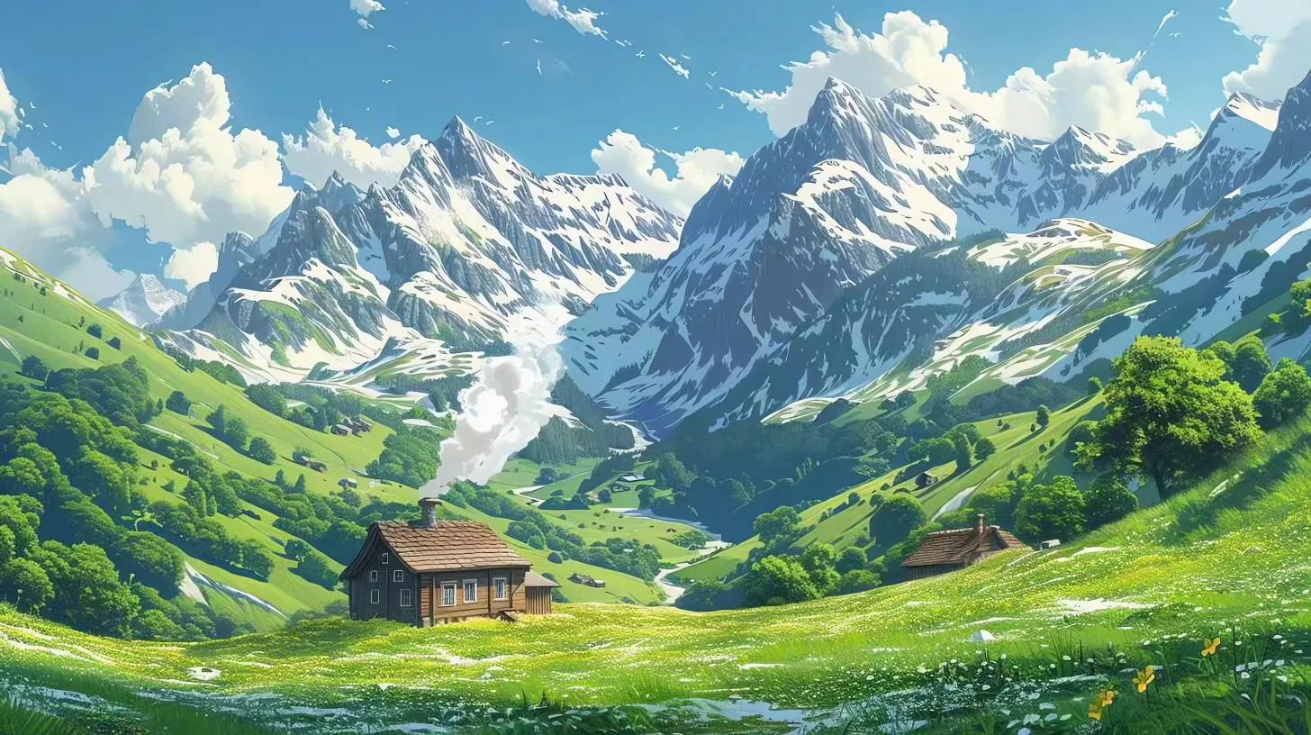 风景 草原 插画 田园风景 壁纸预览