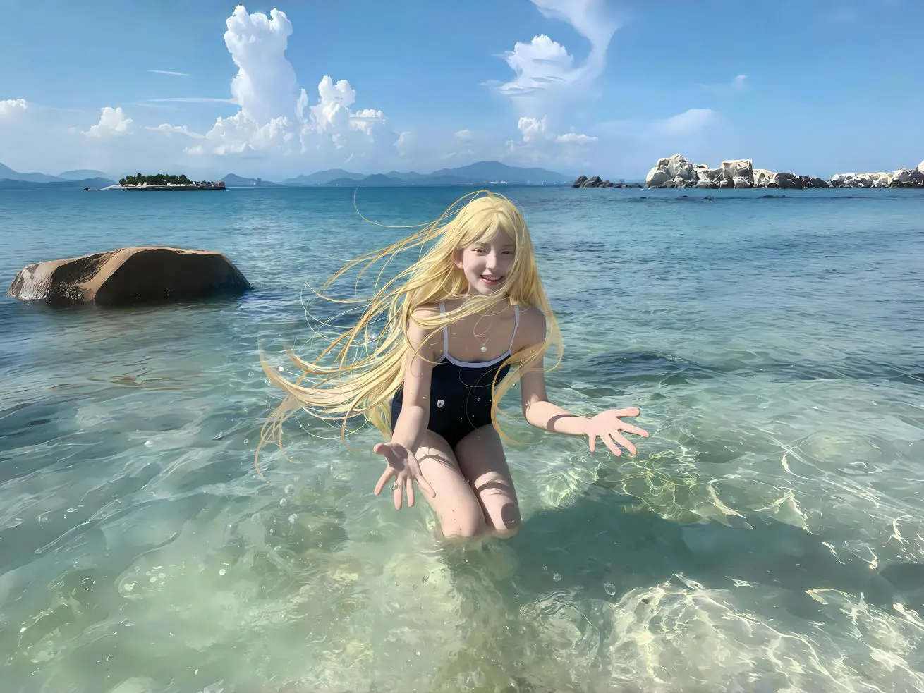 美女 高颜值 高质量 大海 壁纸预览