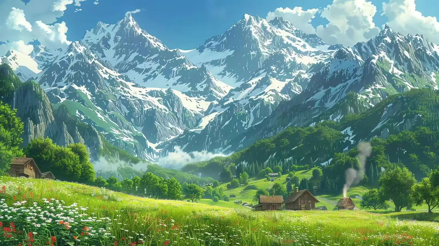 风景 绿色 春日 山峰 田园风景 壁纸预览