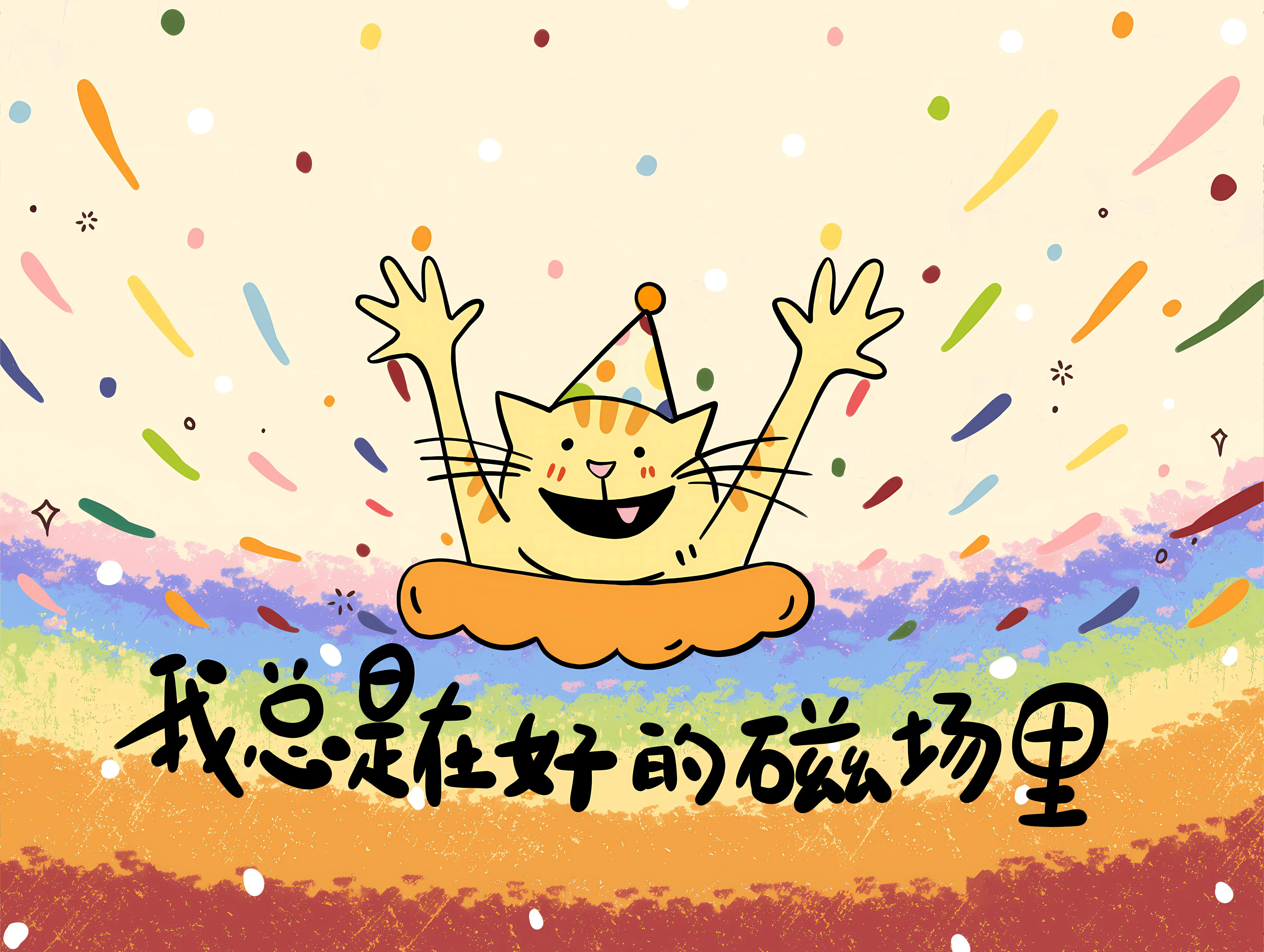 卡通 可爱 手绘 文字 祝你无限好运 壁纸预览