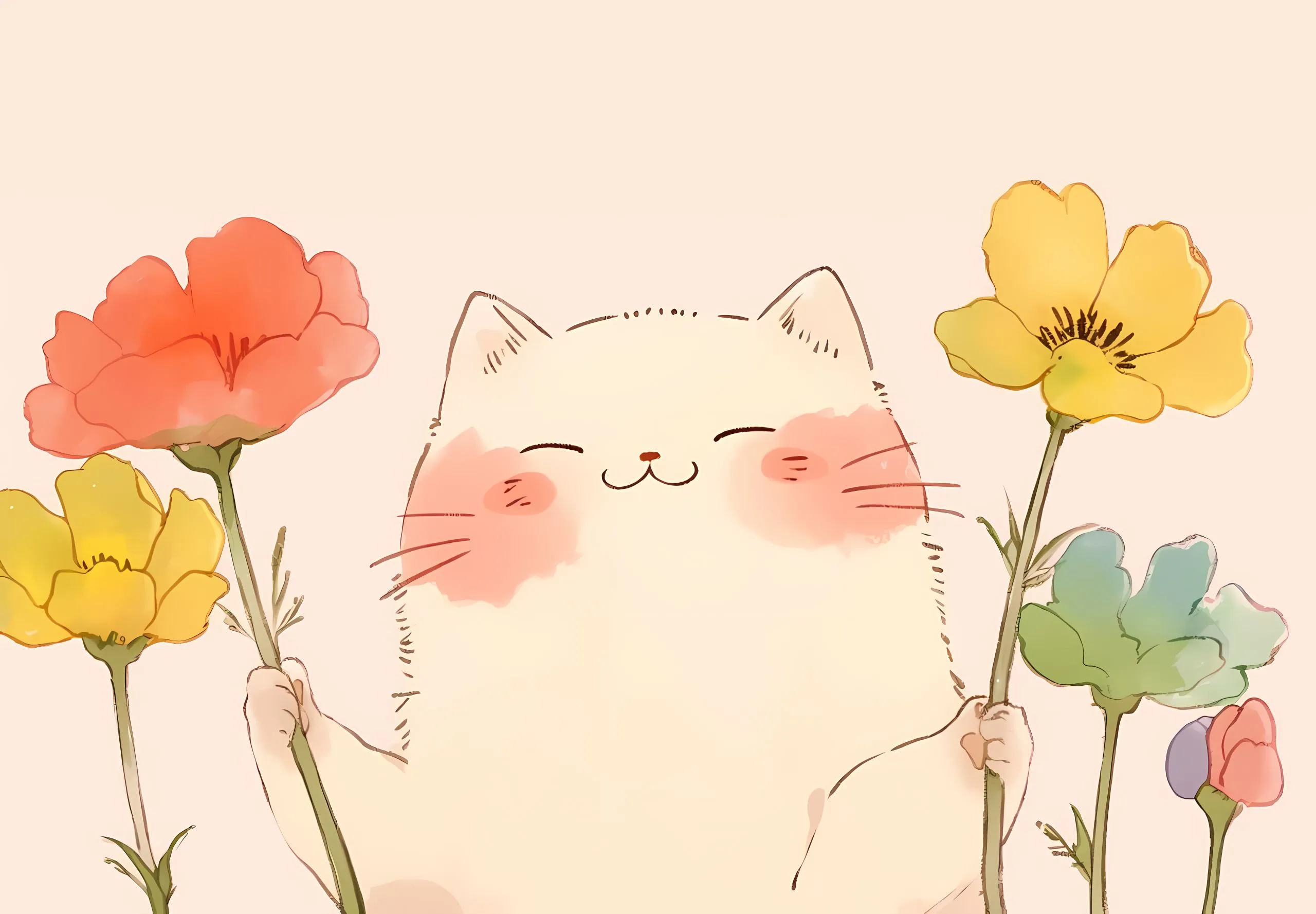 卡通 可爱 猫猫 插画 手绘 壁纸预览