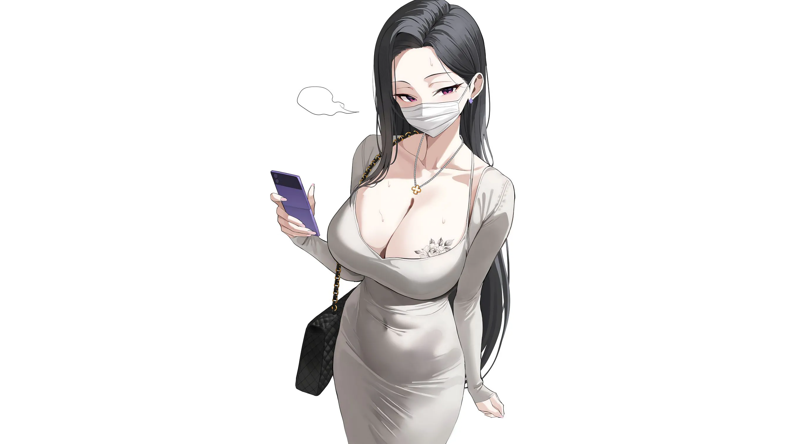 动漫 二次元 性感 黑 长发少女 壁纸预览
