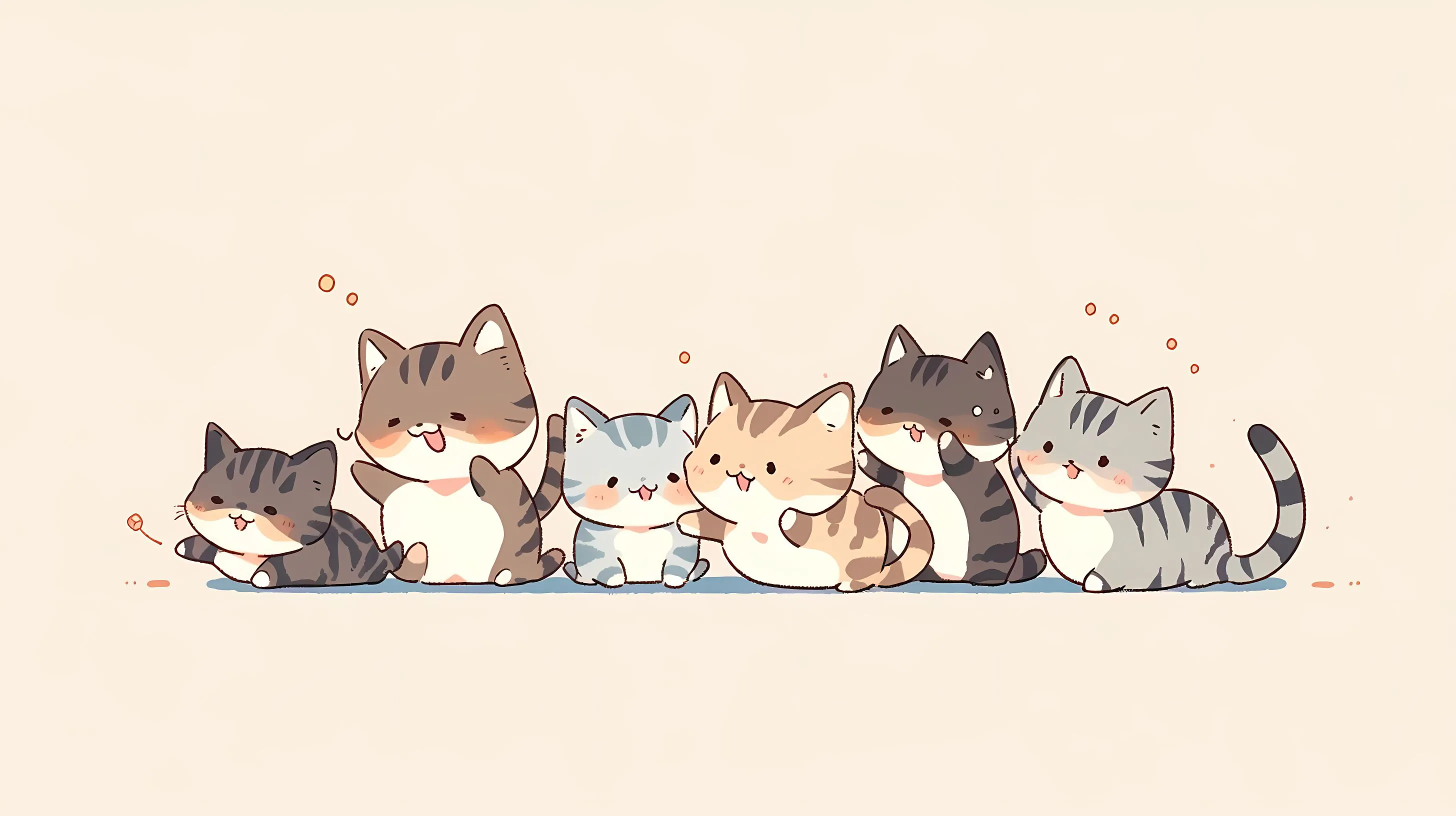插画 卡通 可爱 猫猫 简约 治愈 壁纸预览