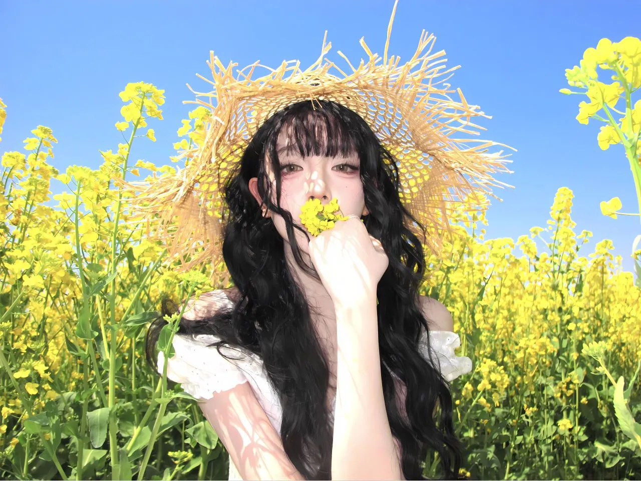 美女 春天 清纯少女 油菜花 氛围感 壁纸预览