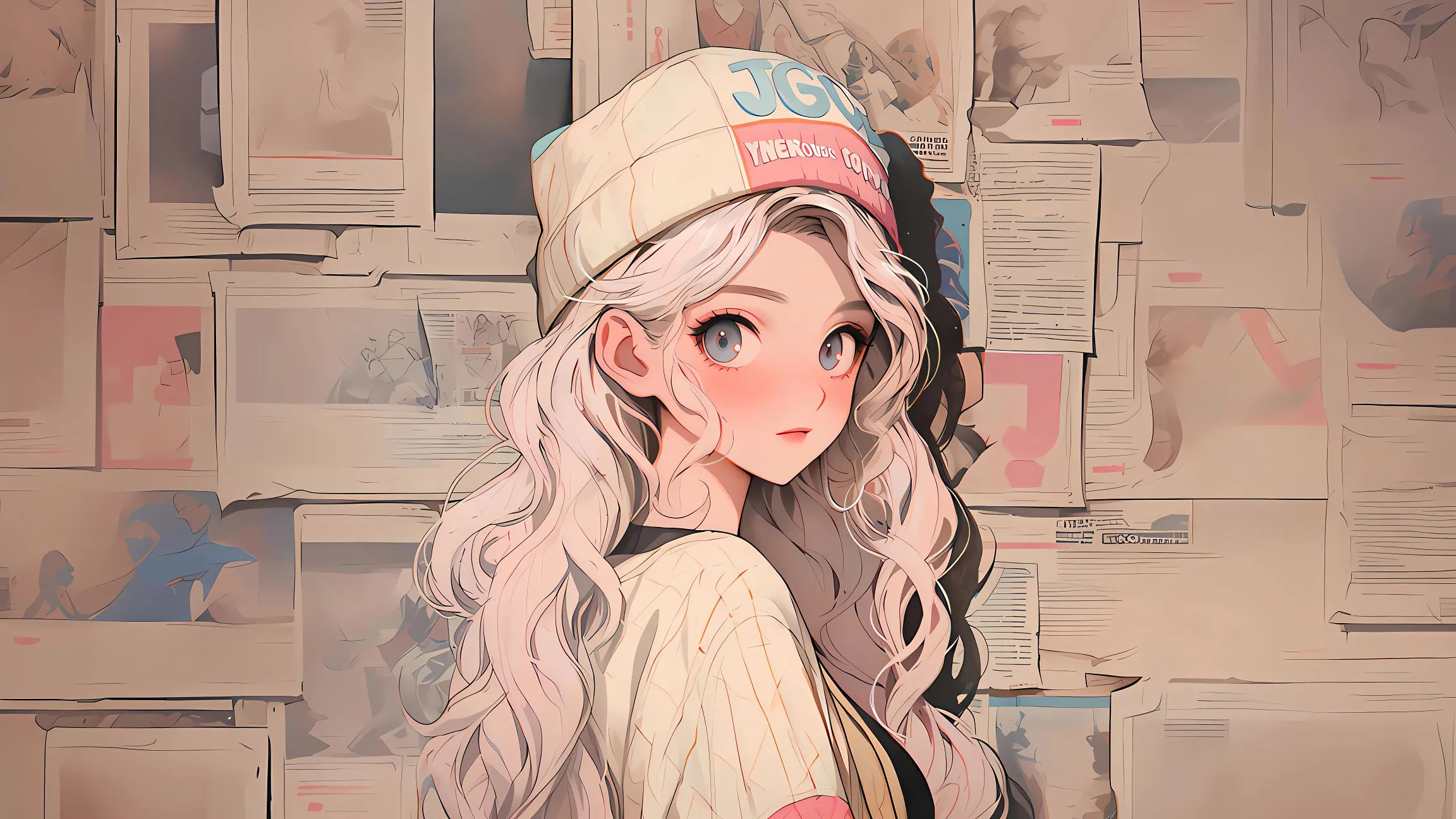 动漫 少女 动漫少女 艺术性 帽子女孩 壁纸预览