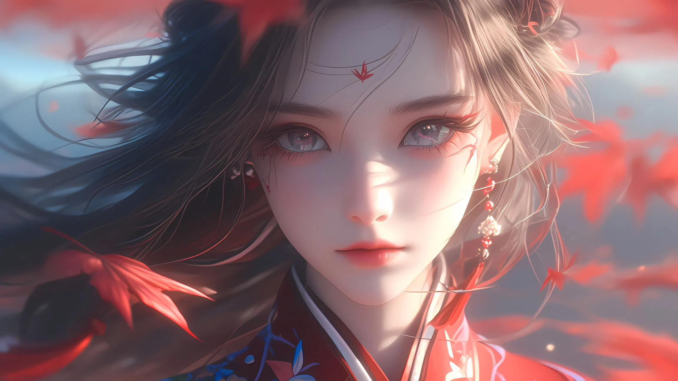 动漫 少女 古风少女 枫叶 古风 壁纸预览
