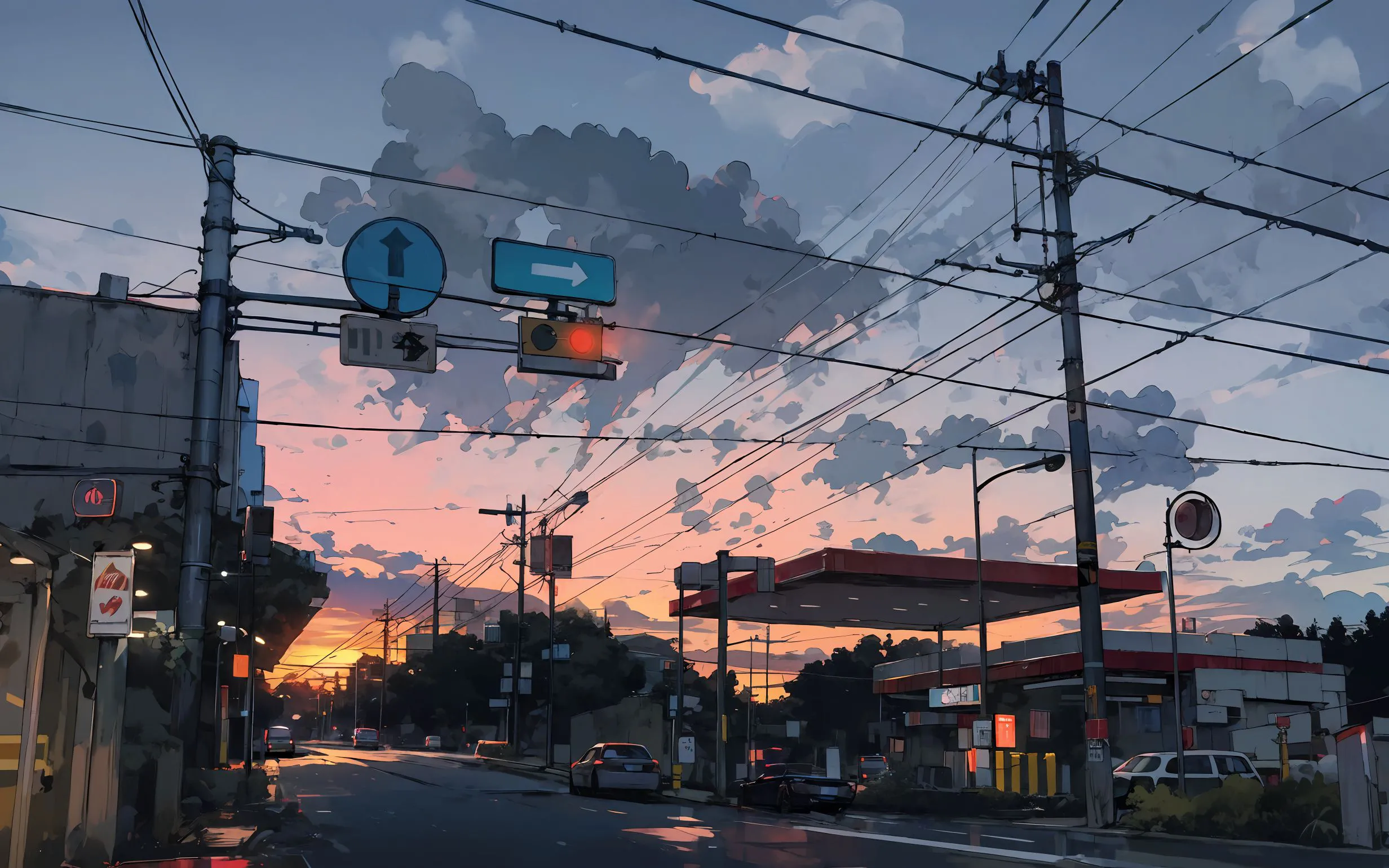 风景 城市 黄昏 氛围感 插画 壁纸预览
