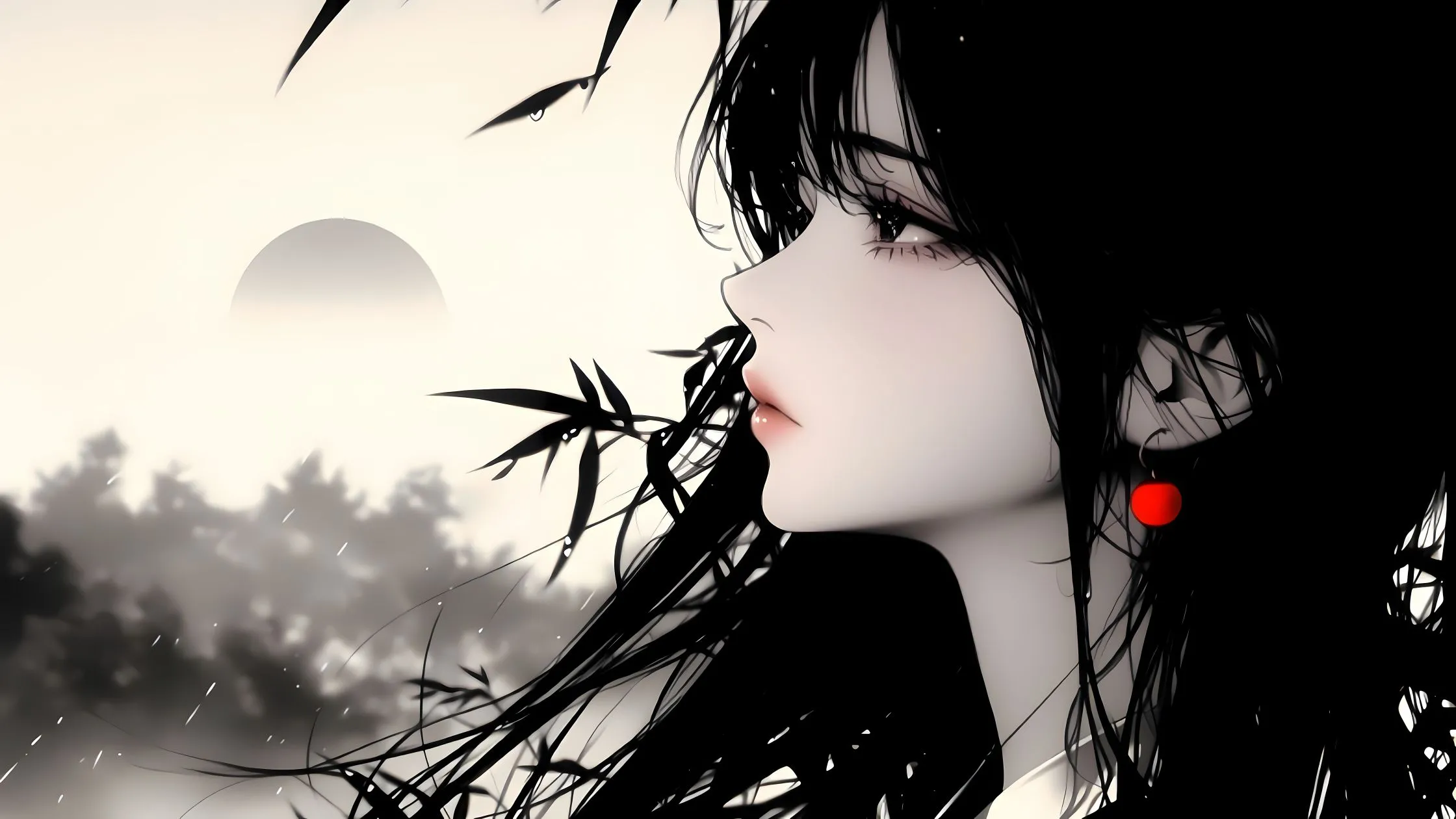 动漫 元气少女 水墨画 唯美 古风少女 壁纸预览