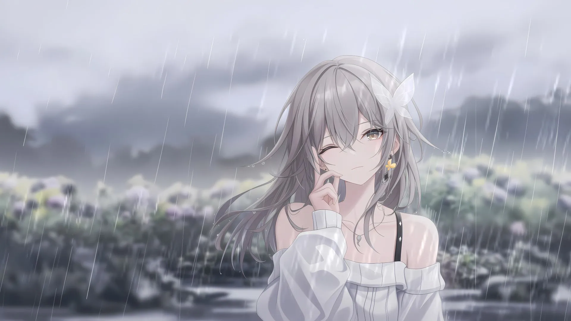 动漫 二次元 雨中少女 可爱 开朗 壁纸预览