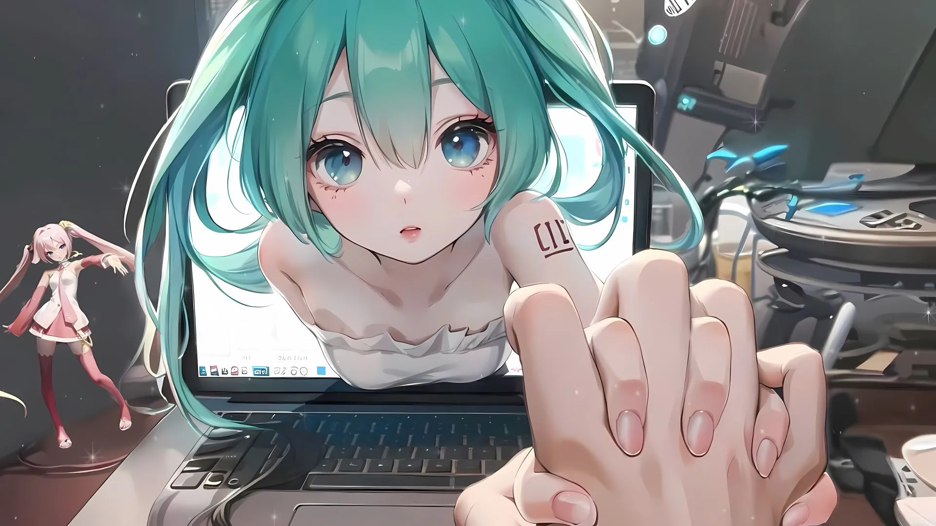 动漫 二次元 双马尾少女 握手 卡哇伊 壁纸预览