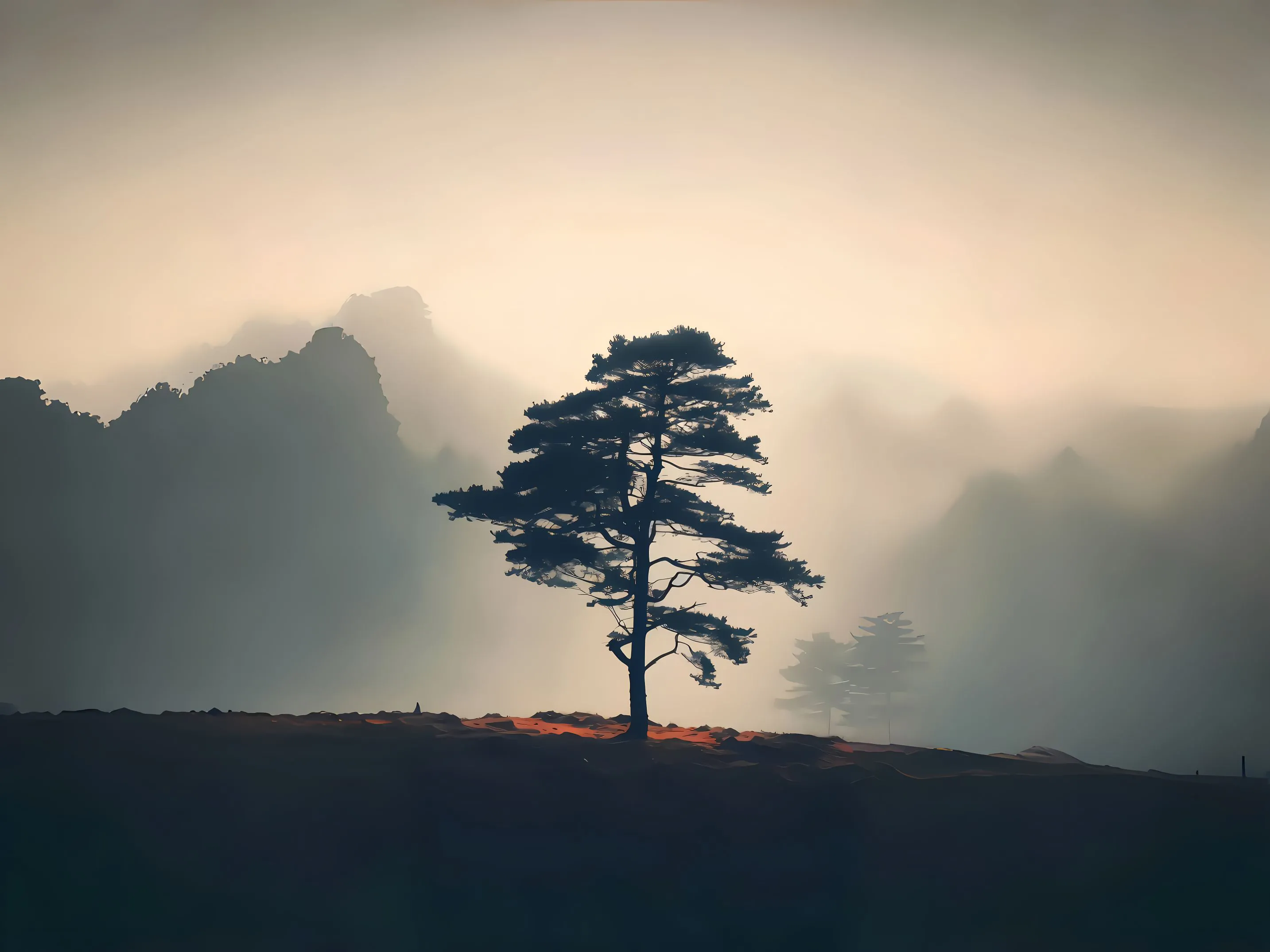 风景 超好看的风景 灰色 光 山脉 壁纸预览