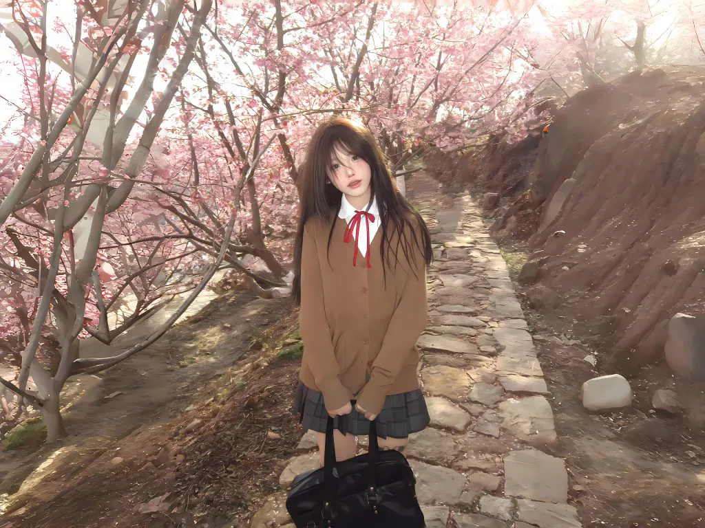 美女 氛围 樱花 JK少女 绝美 壁纸预览