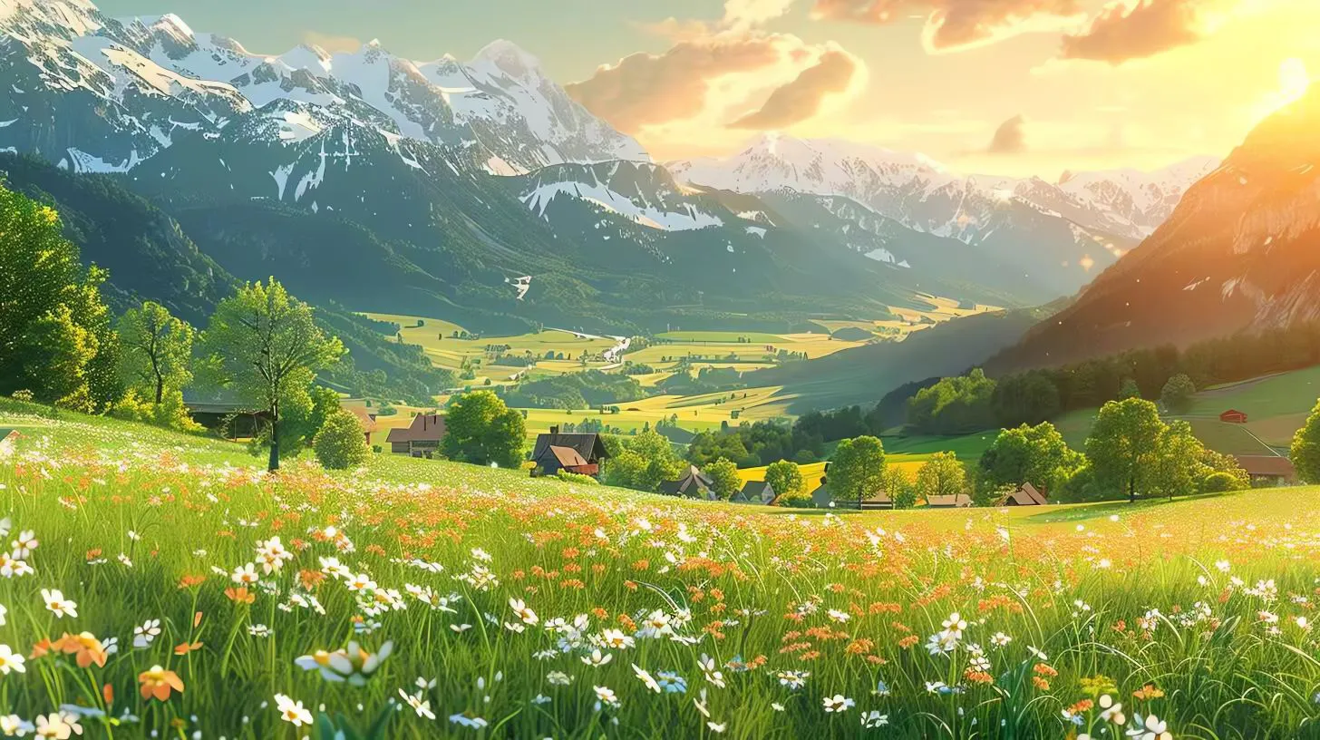 插画 田园风景 绿色 护眼 壁纸预览