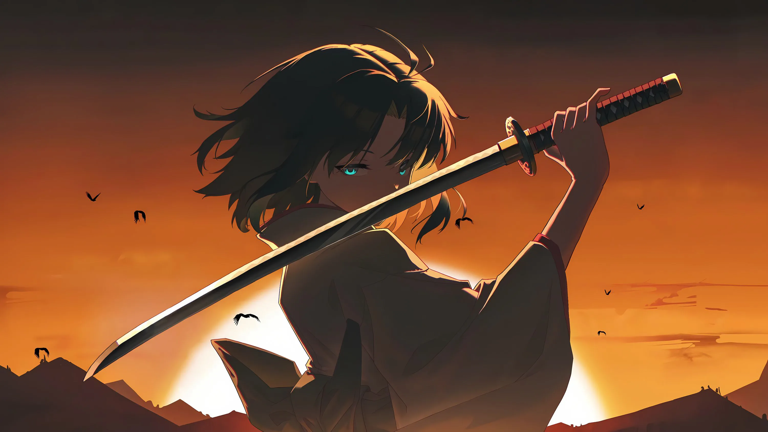 动漫 二次元 黄昏 黄昏下的少女 壁纸预览