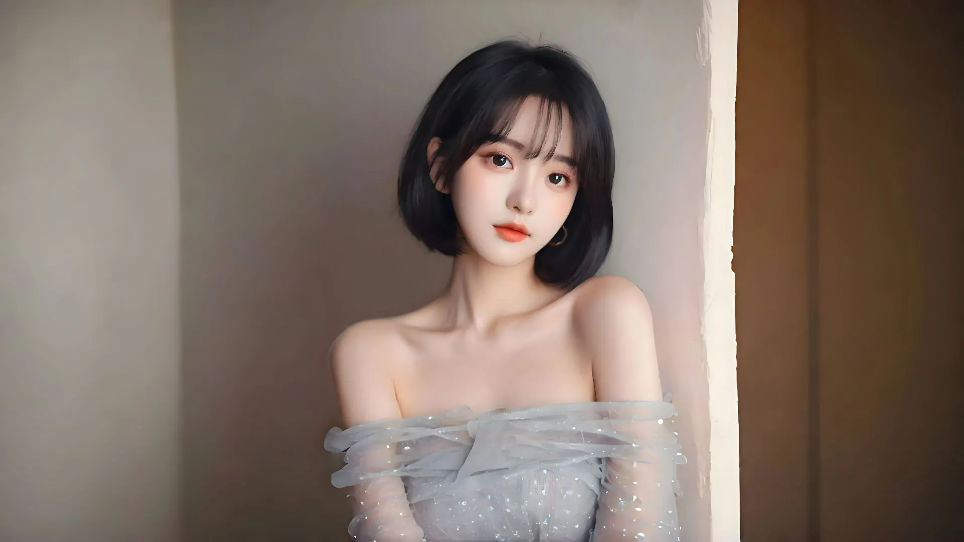 美女 高颜值 短发女孩 甜美 AI 壁纸预览