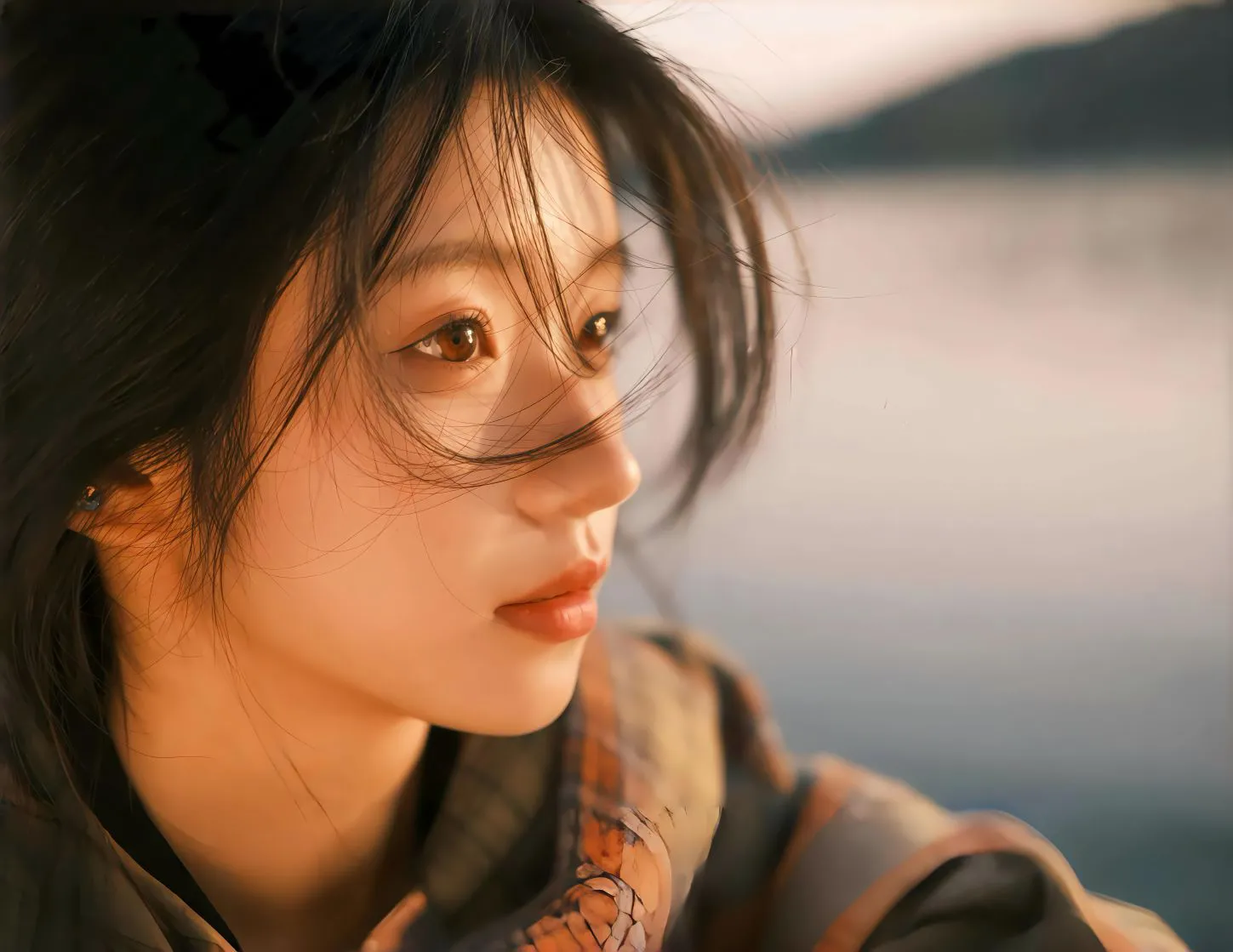 美女 高颜值 侧脸 海边 高级 壁纸预览